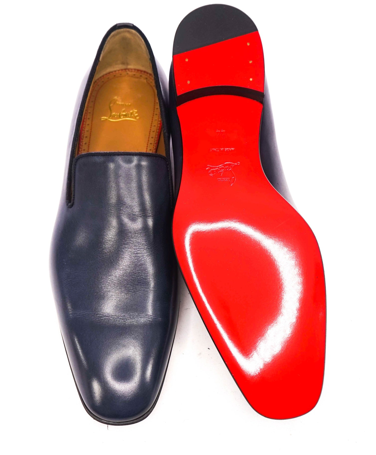 $1,050 CHRISTIAN LOUBOUTIN - Navy Blue Leather *DANDELION* Loafers - US 11 (44EU)