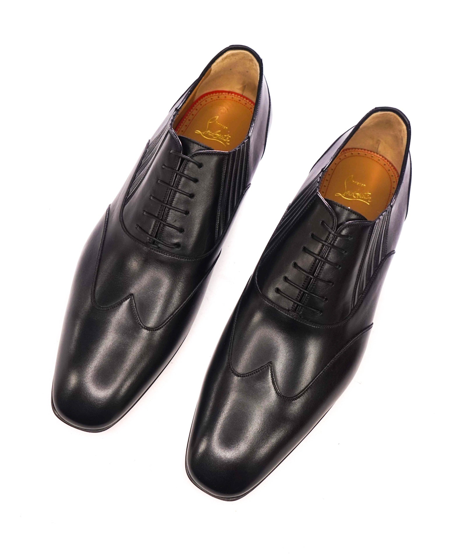 $1,145 CHRISTIAN LOUBOUTIN - Black Leather *MY ARMOR" Oxfords - US 14 (EU47)