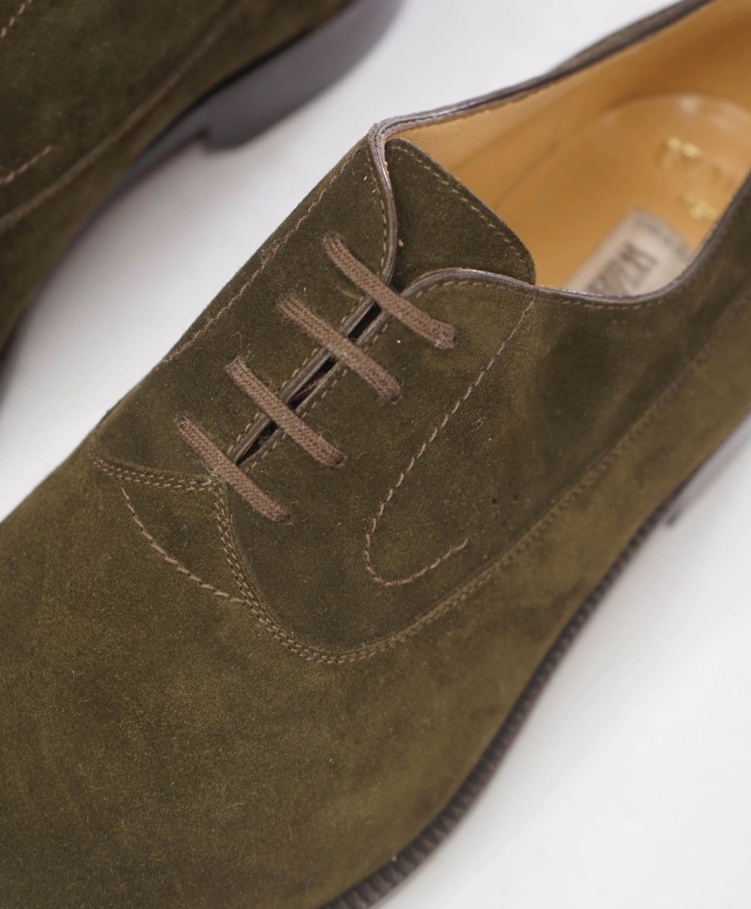 $750 GRAVATI - Dark Green Supple Suede Oxfords - 8 M