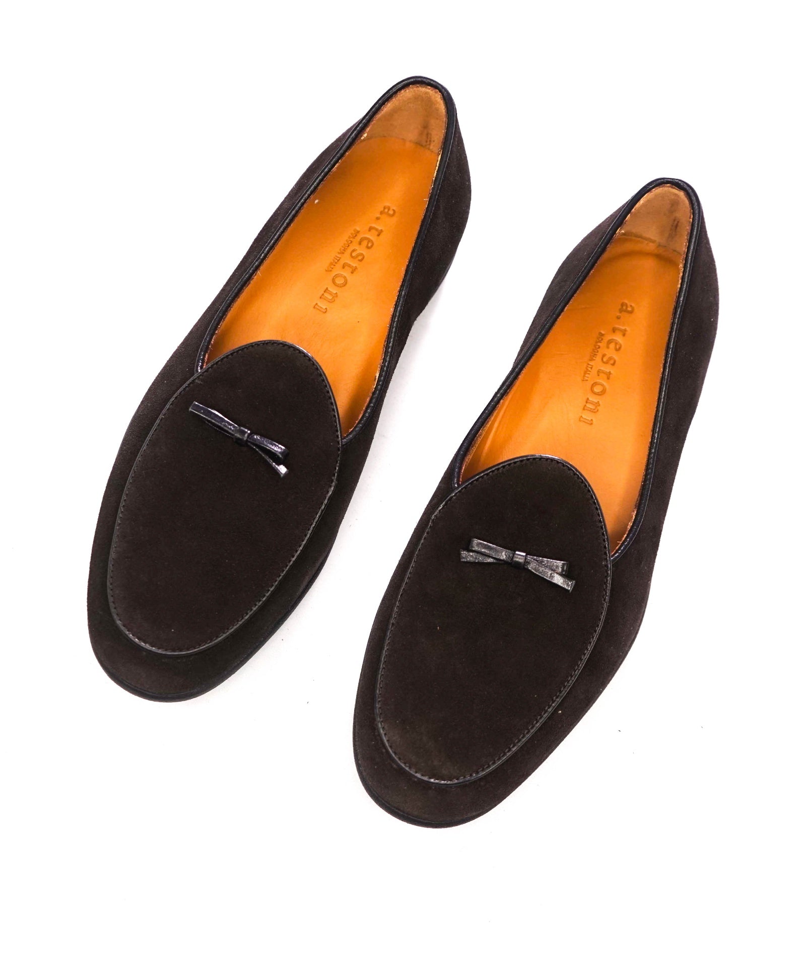$1,100 A.TESTONI - Brown Suede BELGIAN Loafers - 8
