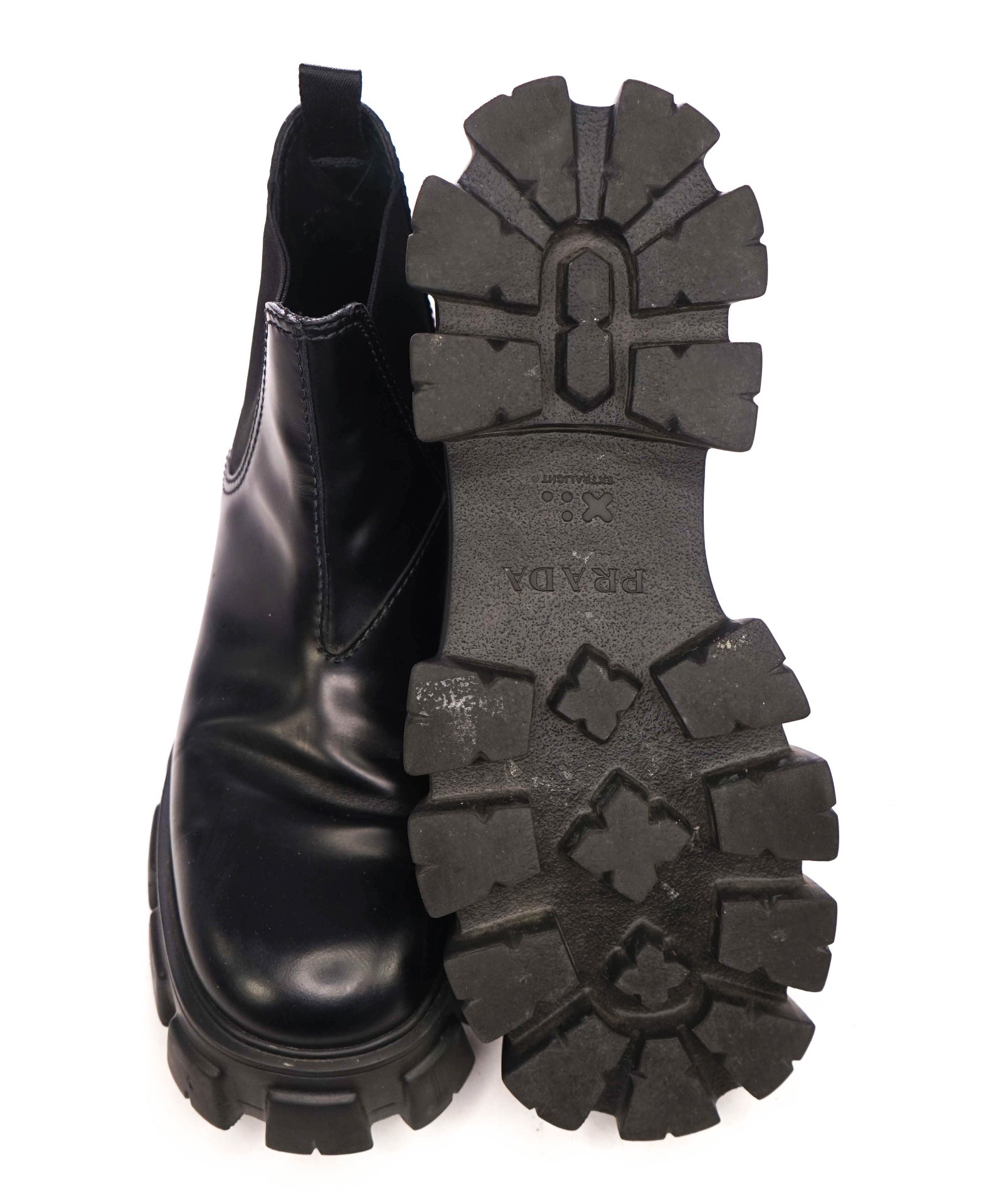 $1,470 PRADA - Black Leather Monolith Chelsea Boots - US 10.5 (UK9.5)