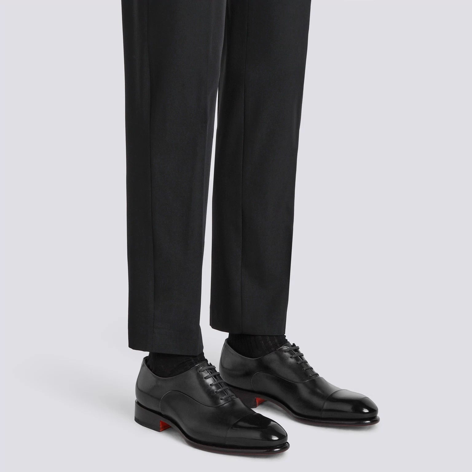 $1,150 SANTONI - Black "GOODYEAR" Leather Oxfords - US 11.5 (10.5UK)