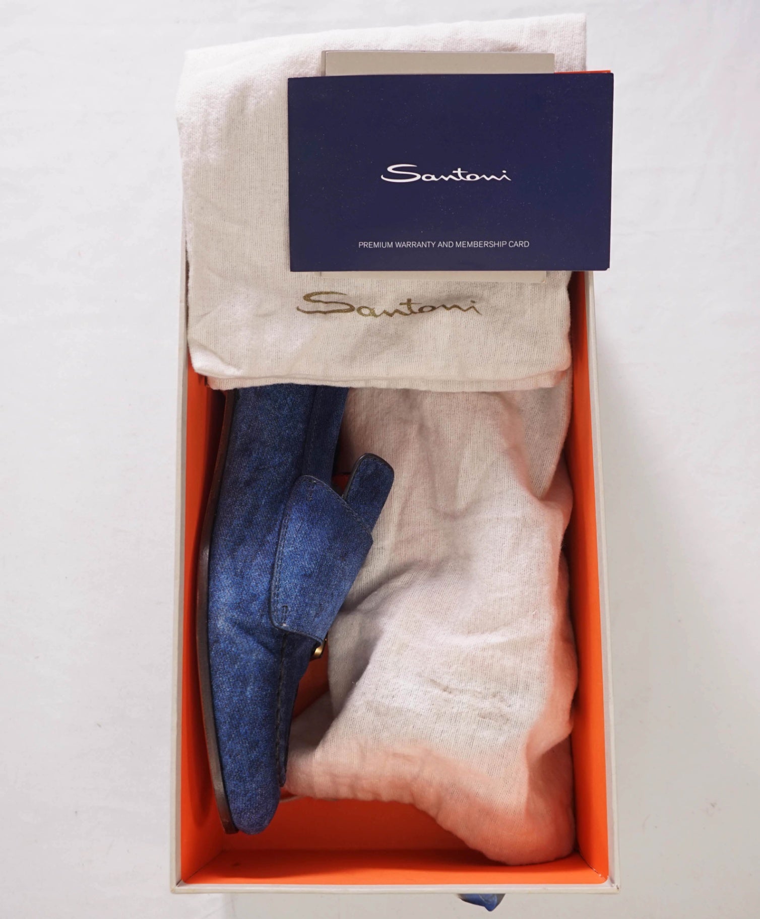 $1,050 SANTONI - Blue Denim "GOODYEAR" Monk Loafers - US 10 (9UK)