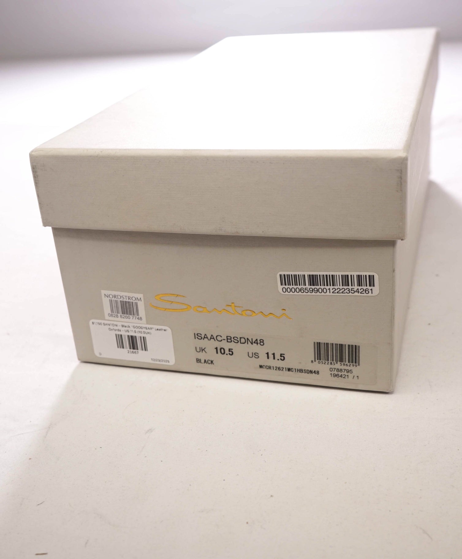 $1,150 SANTONI - Black "GOODYEAR" Leather Oxfords - US 11.5 (10.5UK)