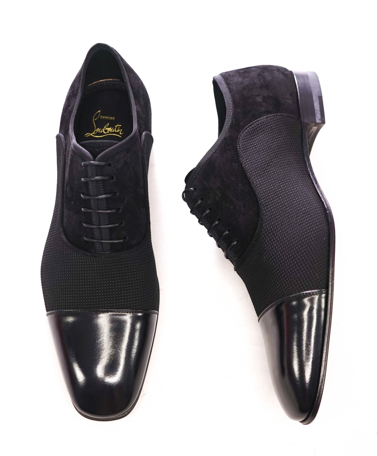 $1,050 CHRISTIAN LOUBOUTIN - Black "GREGGO" Suede Oxfords - US 8 (41EU)