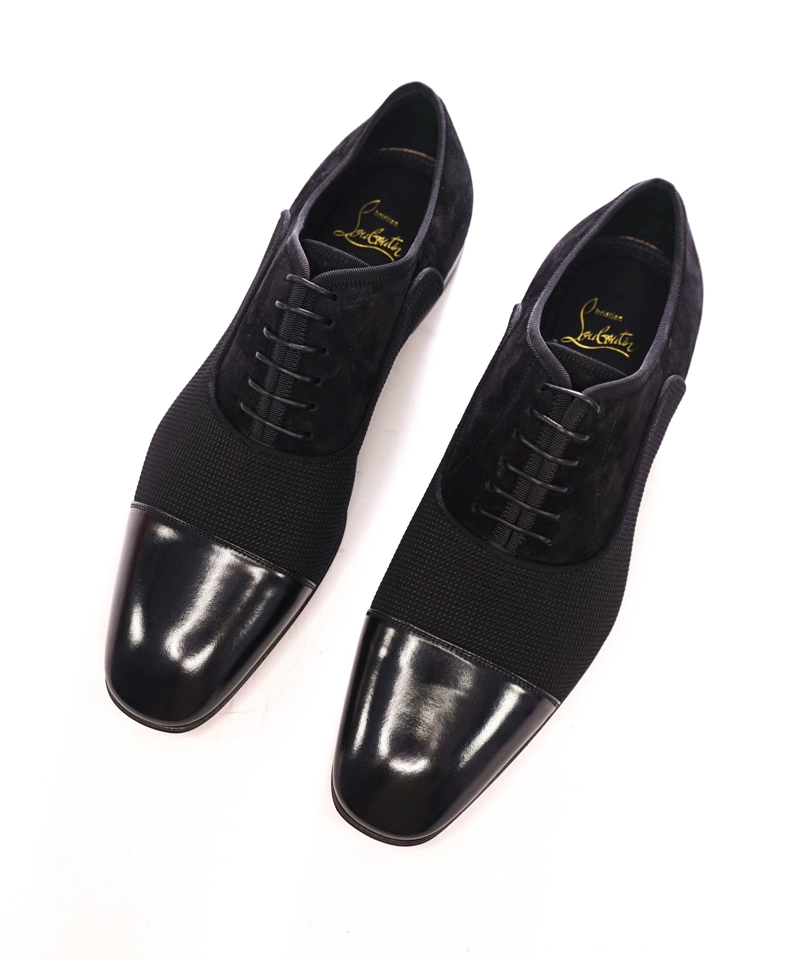 $1,050 CHRISTIAN LOUBOUTIN - Black "GREGGO" Suede Oxfords - US 8 (41EU)