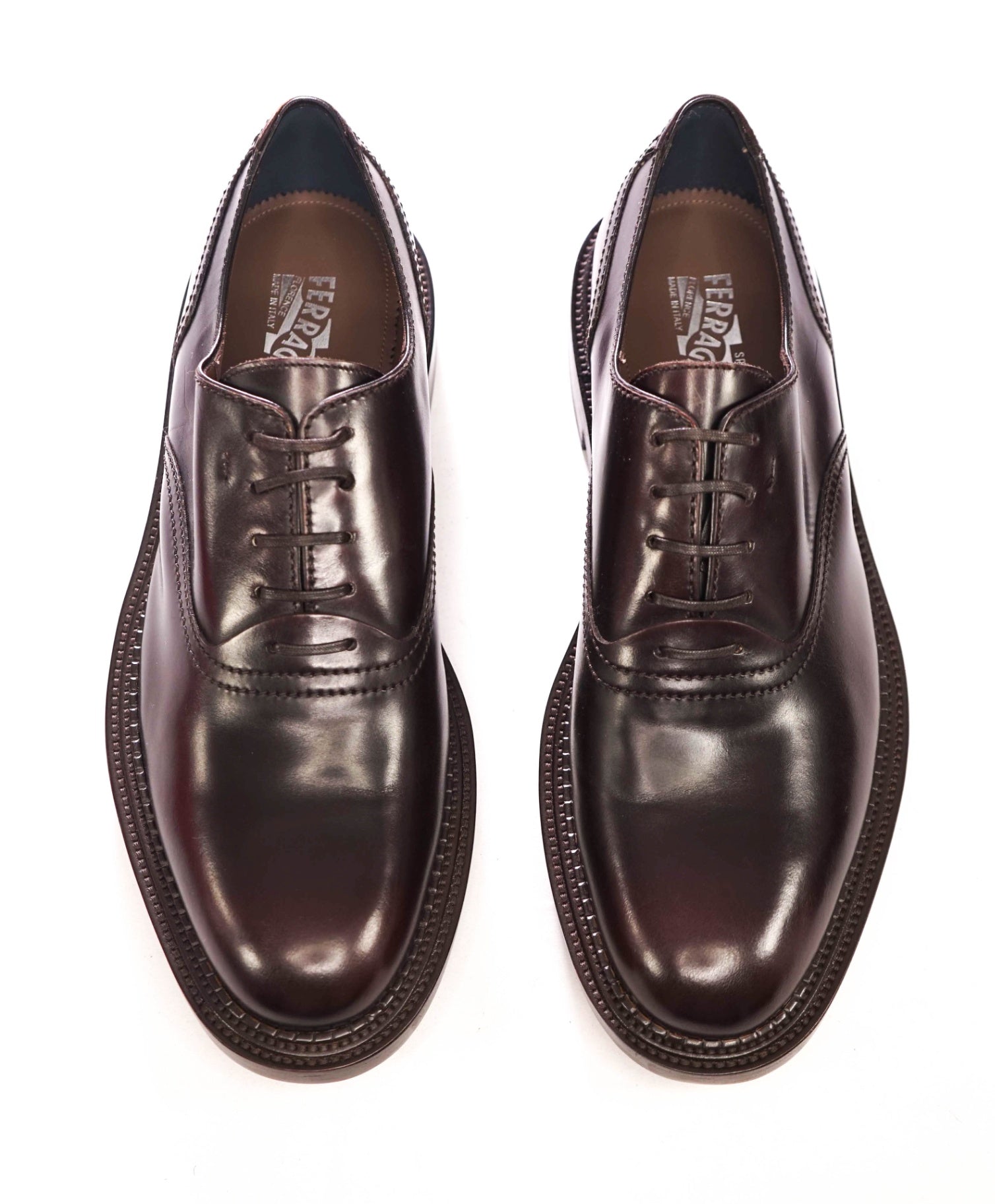 $895 FERRAGAMO - Chocolate Brown Leather *RIGEL* Oxfords - 13 EE
