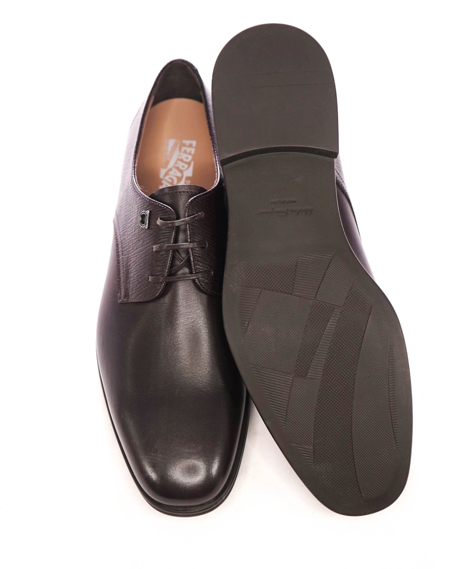 $775 FERRAGAMO - Brown Leather "SPENCER" Derby - 10 E