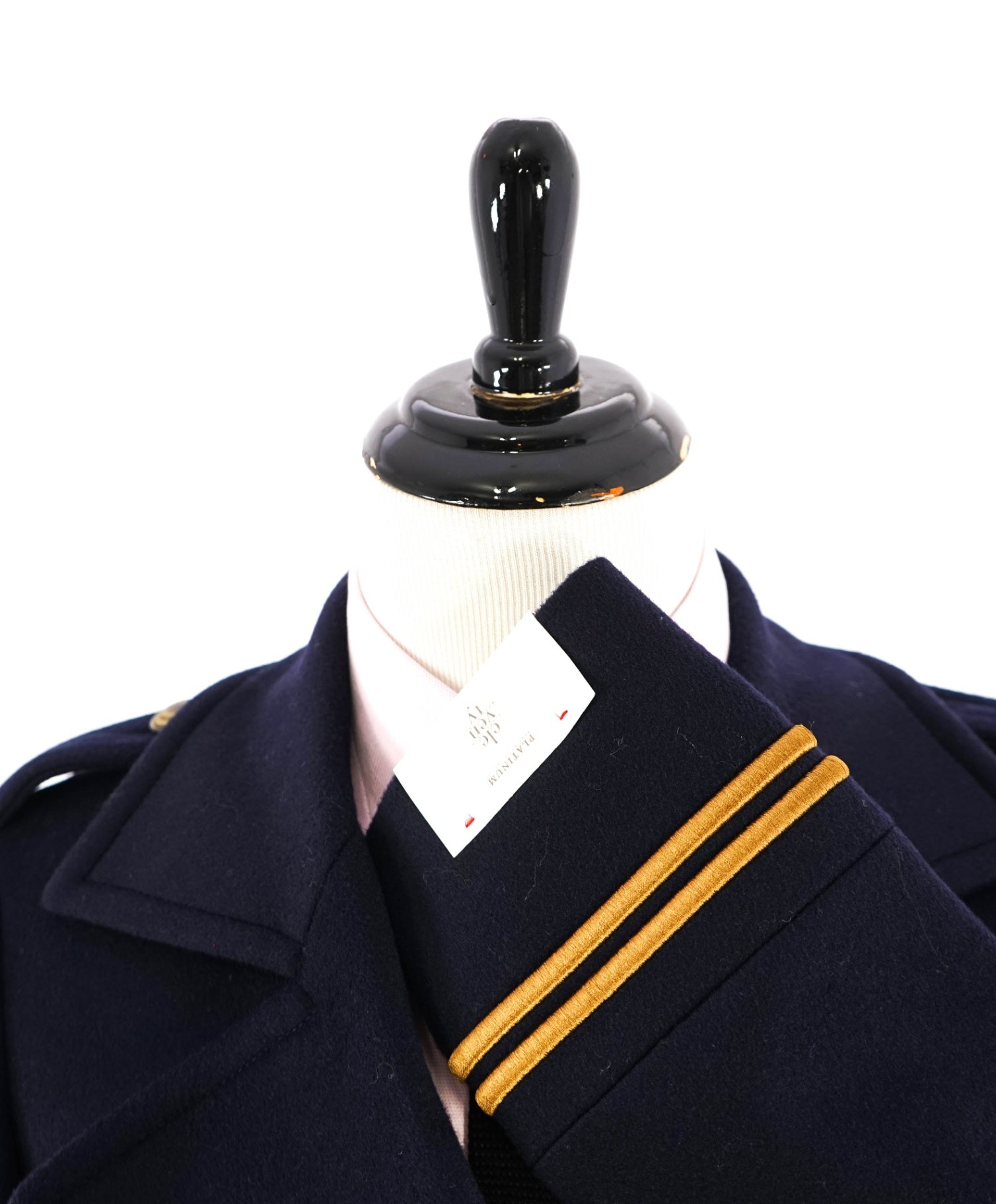 $2,000 ELEVENTY - Navy/Gold CASHMERE/Wool Pilot/Aviator Overcoat - 40R (50 EU)