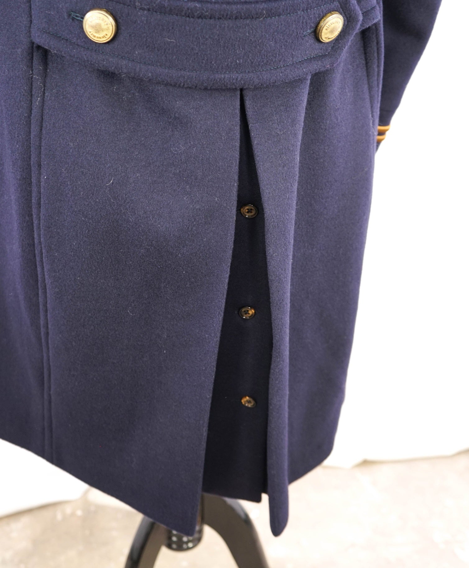 $2,000 ELEVENTY - Navy/Gold CASHMERE/Wool Pilot/Aviator Overcoat - 40R (50 EU)