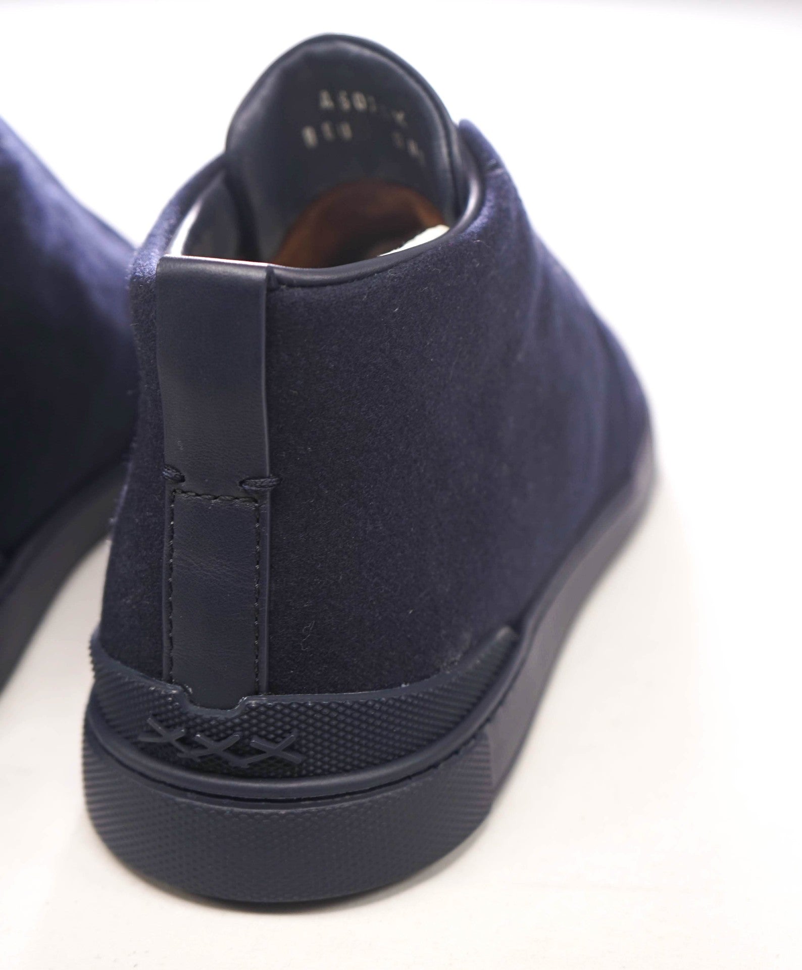 $850 ZEGNA - Navy Triple Stitch High-Top Flannel Sneakers - US 9 (8UK