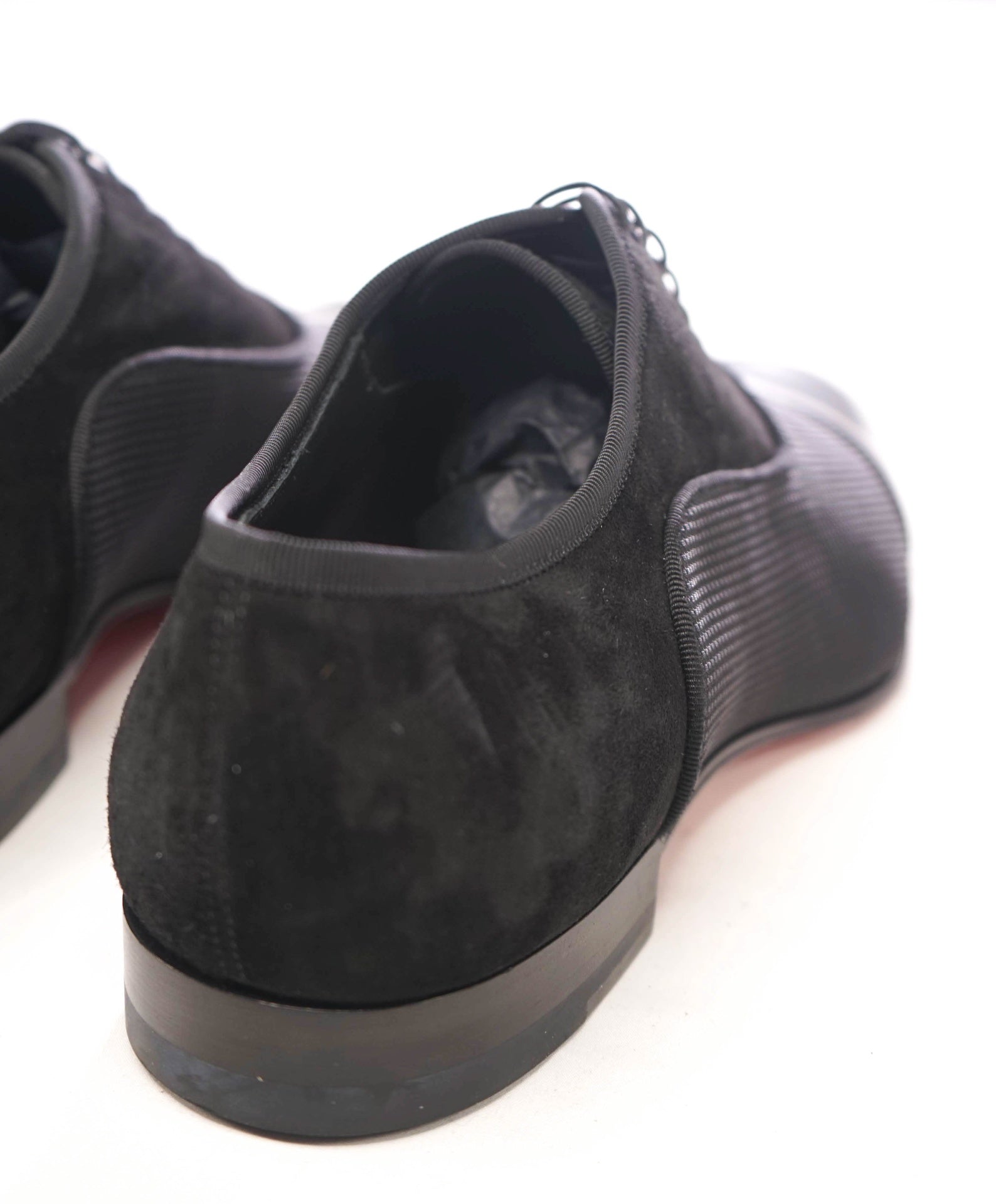 $1,050 CHRISTIAN LOUBOUTIN - Black "GREGGO" Suede Oxfords - US 8 (41EU)