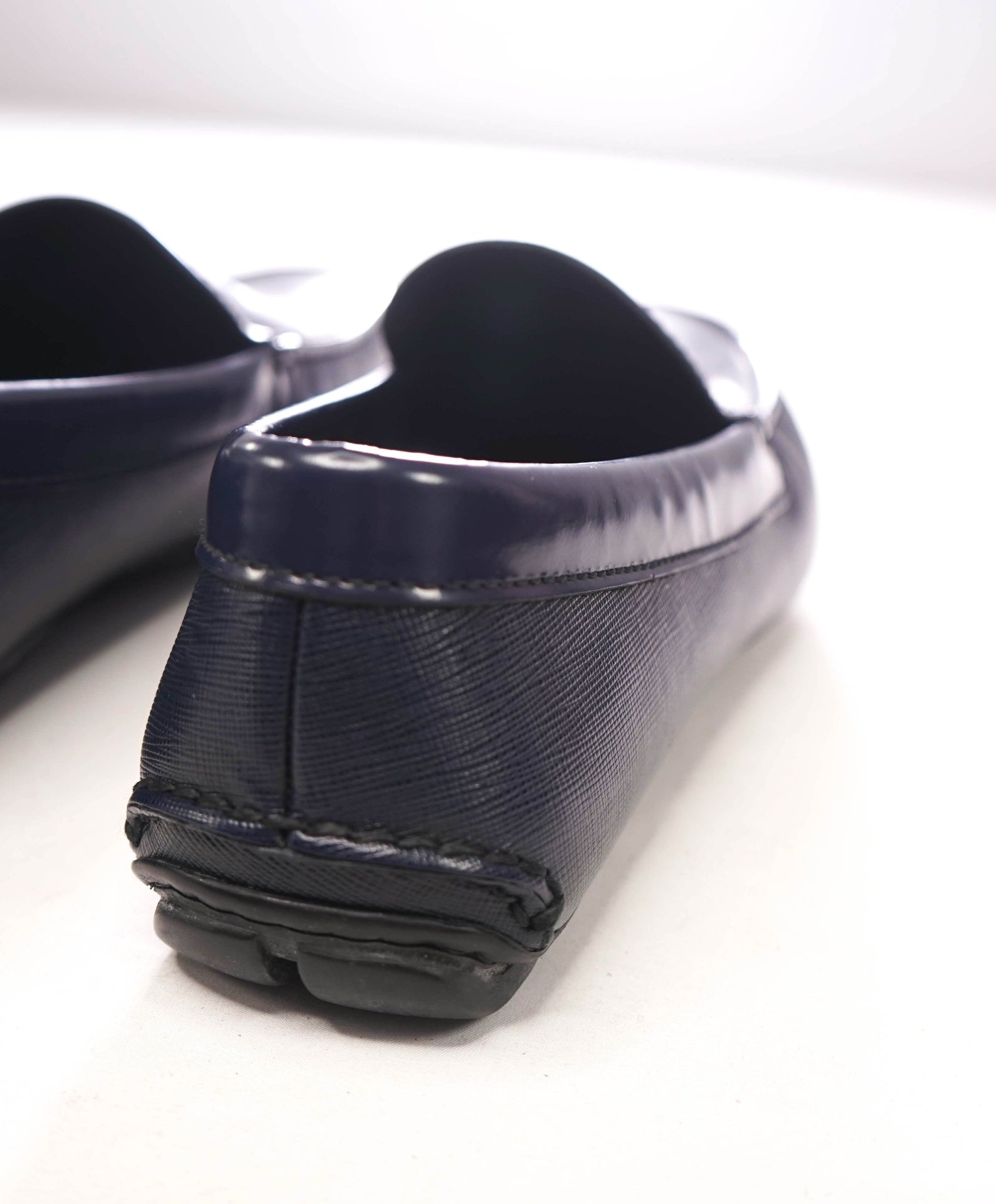 $850 PRADA - Blue Leather "CALZATURE UOMO" Loafers - US 10.5 (9.5UK)