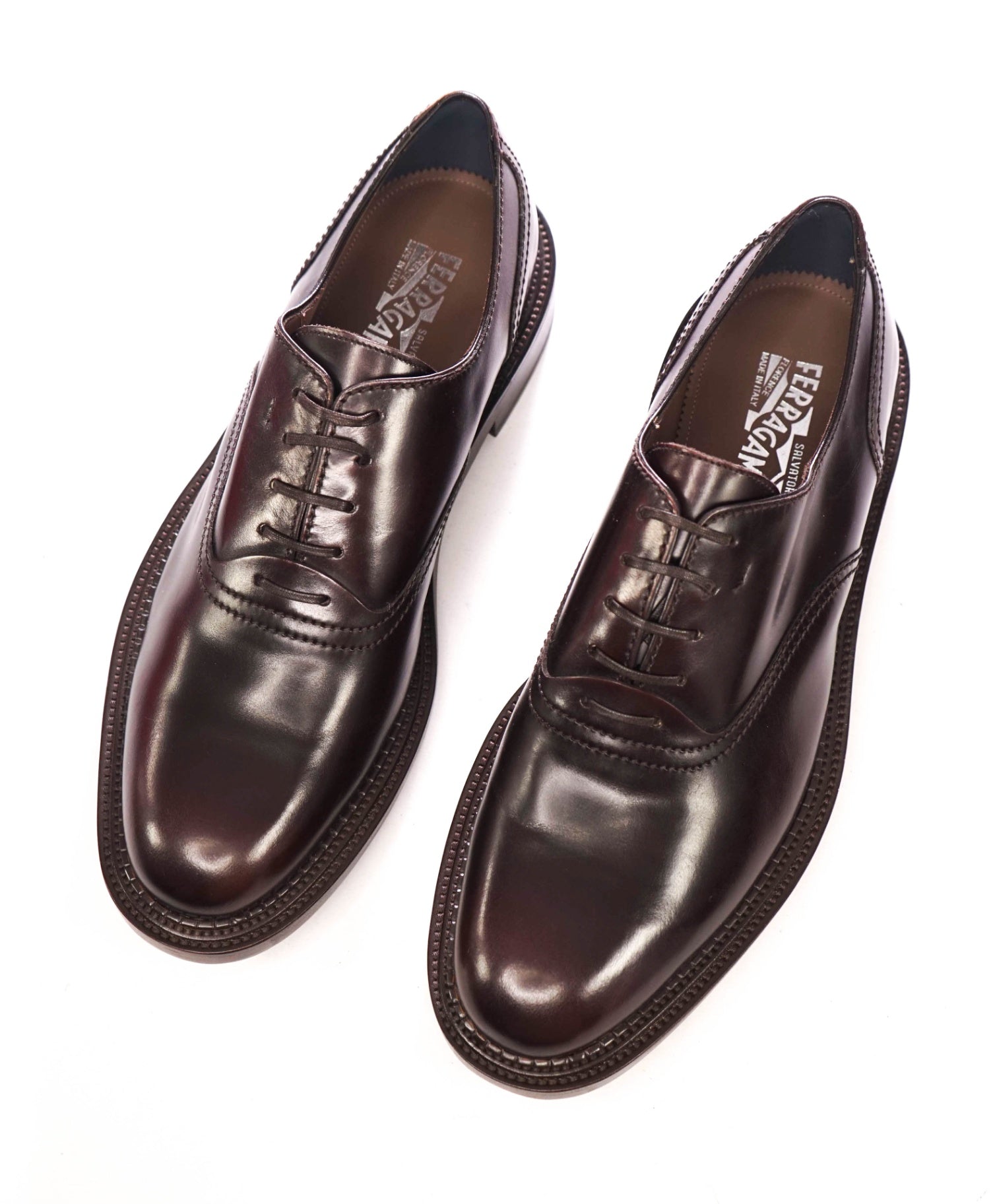 $895 FERRAGAMO - Chocolate Brown Leather *RIGEL* Oxfords - 13 EE