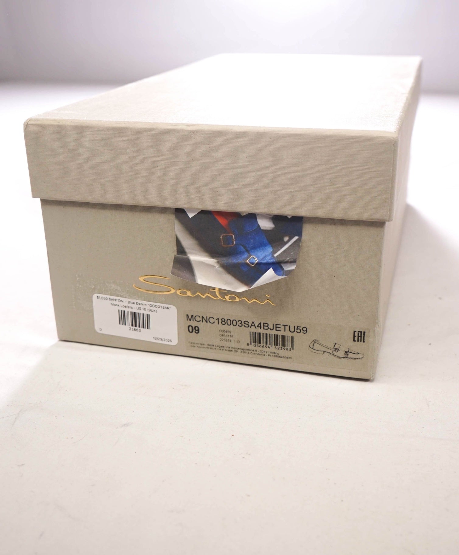 $1,050 SANTONI - Blue Denim "GOODYEAR" Monk Loafers - US 10 (9UK)