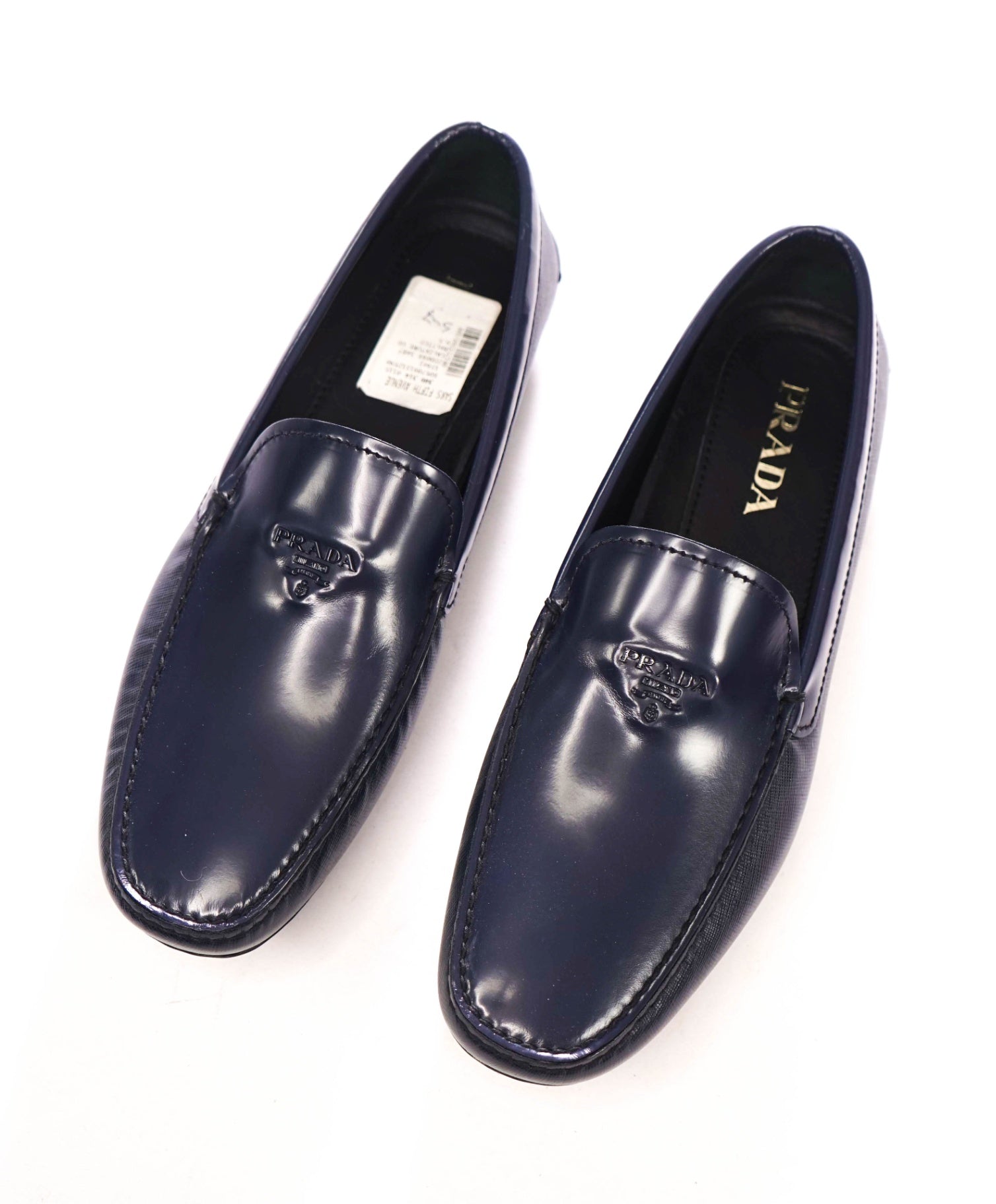 $850 PRADA - Blue Leather "CALZATURE UOMO" Loafers - US 10.5 (9.5UK)