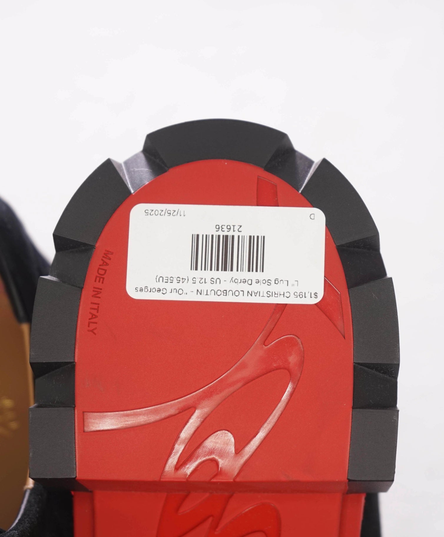 $1,195 CHRISTIAN LOUBOUTIN - "Our Georges L" Lug Sole Derby - US 12.5 (45.5EU)