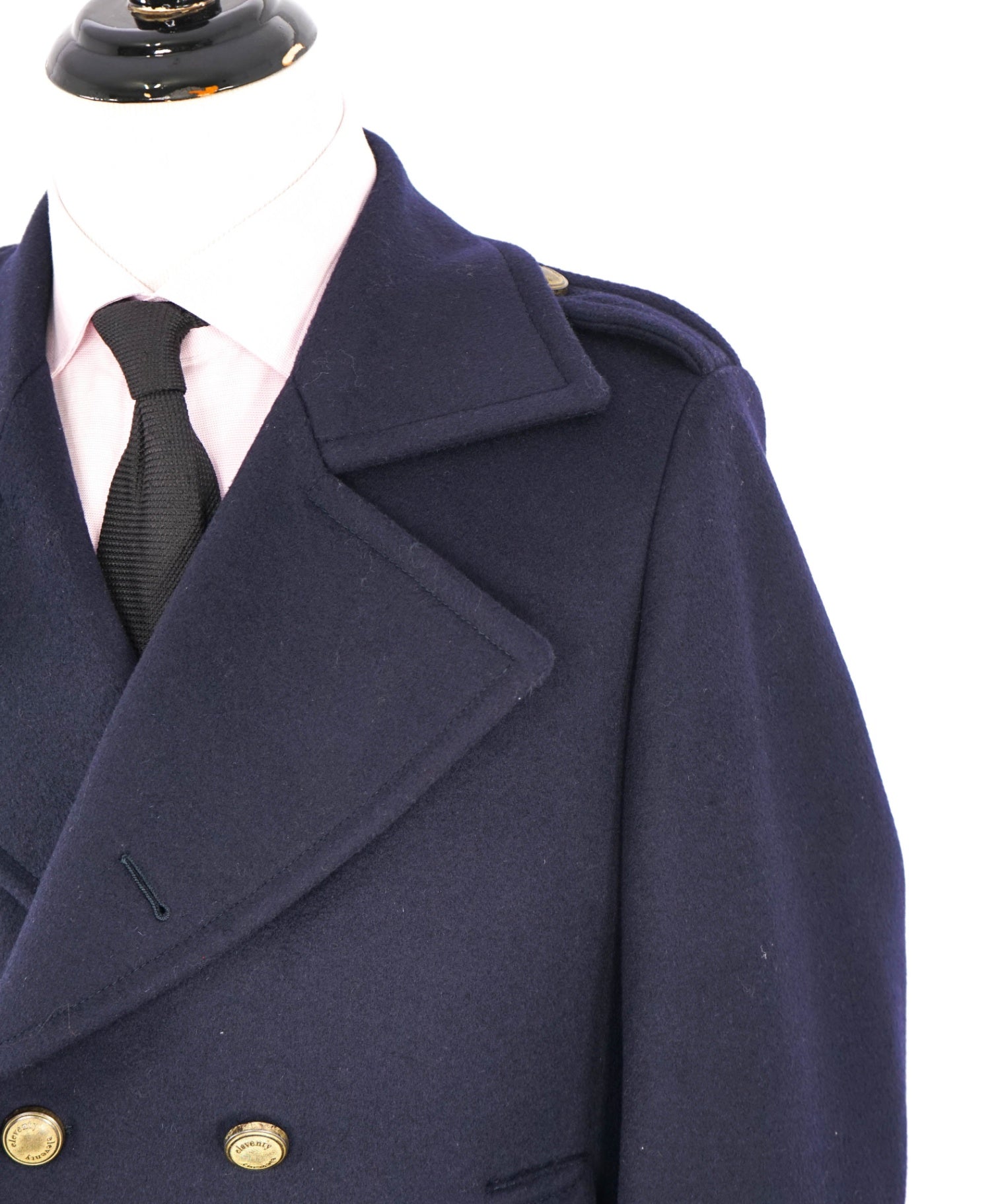 $2,000 ELEVENTY - Navy/Gold CASHMERE/Wool Pilot/Aviator Overcoat - 40R (50 EU)