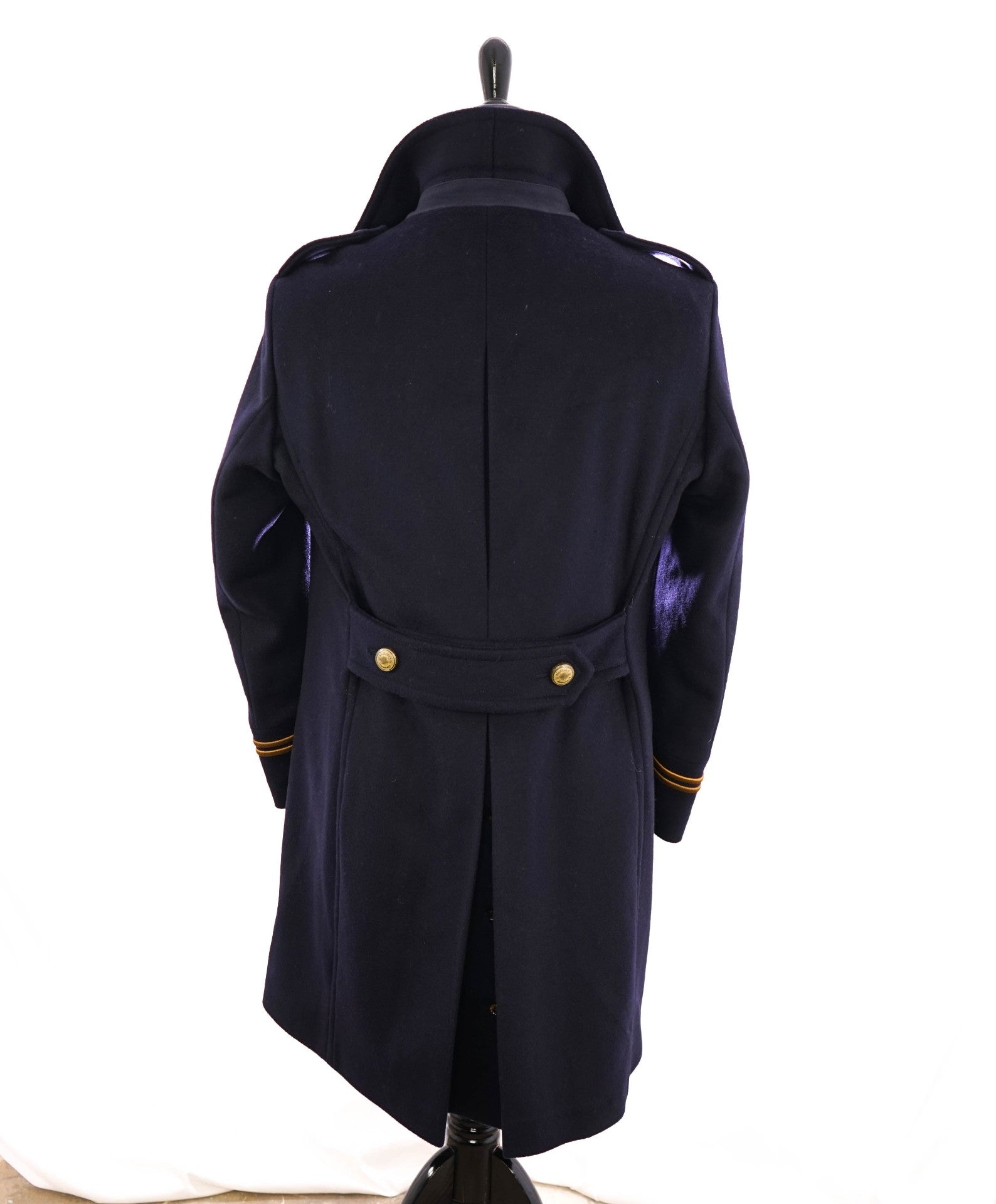 $2,000 ELEVENTY - Navy/Gold CASHMERE/Wool Pilot/Aviator Overcoat - 40R (50 EU)