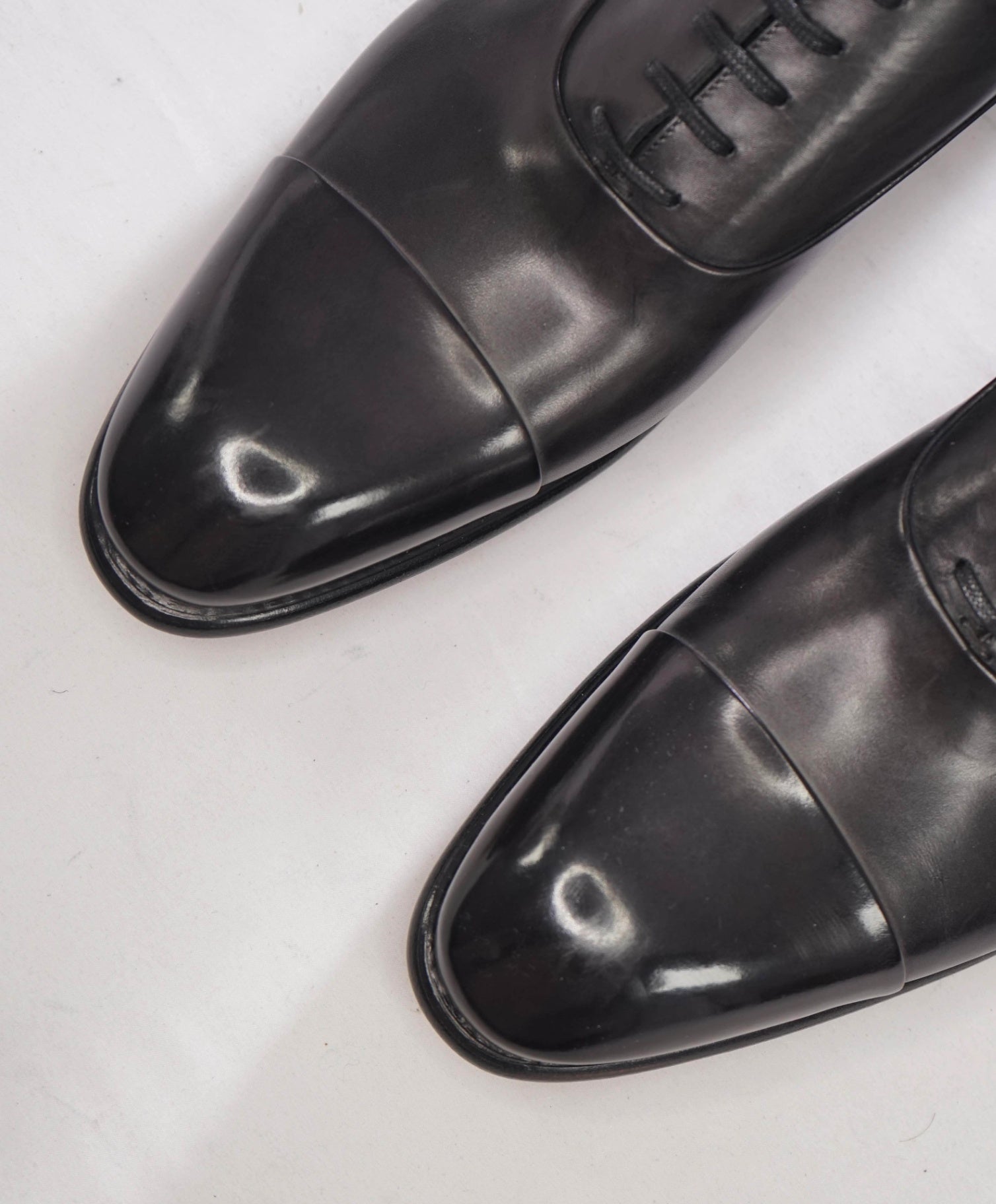 $1,150 SANTONI - Black "GOODYEAR" Leather Oxfords - US 11.5 (10.5UK)