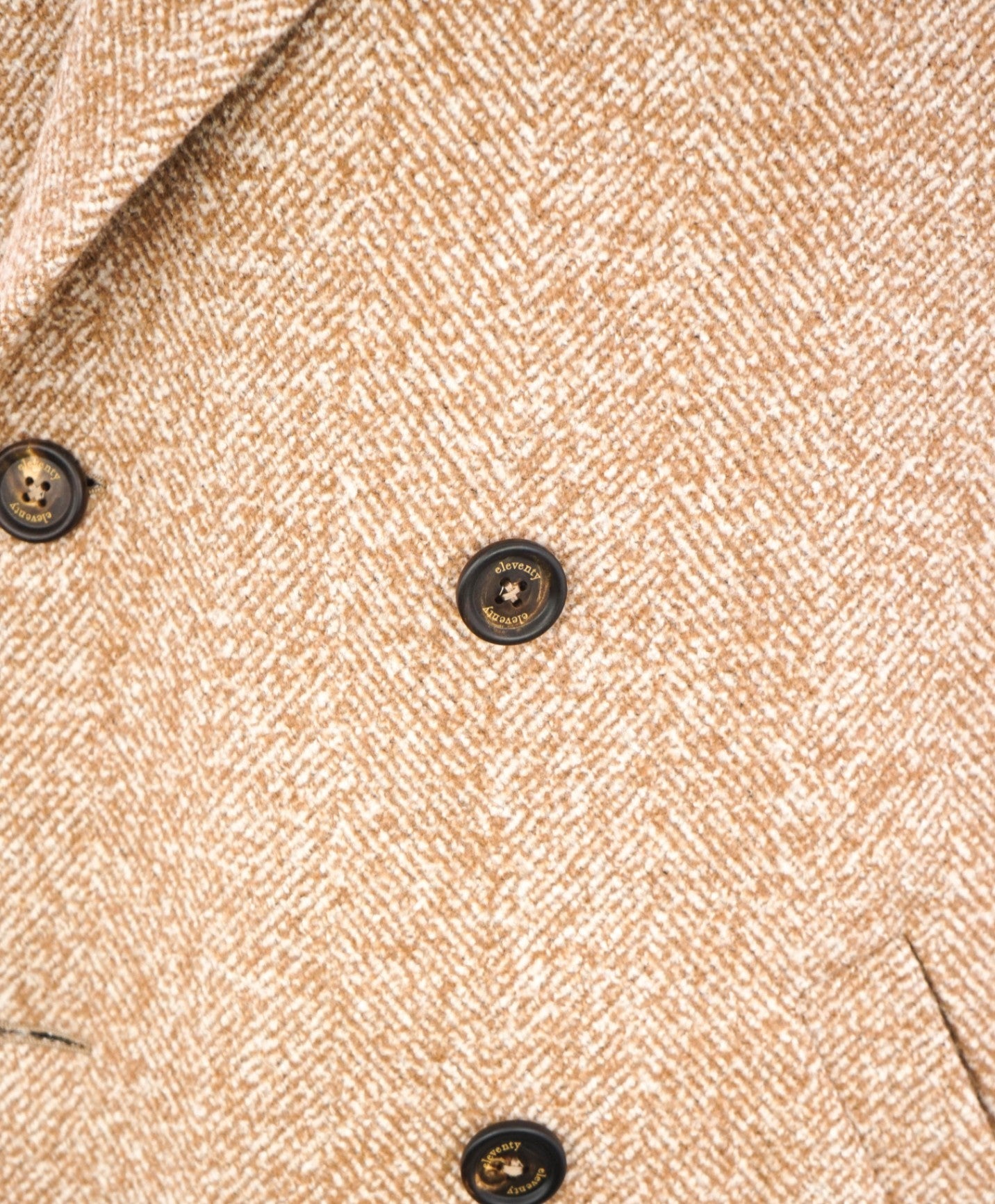 $2,995 ELEVENTY - WOOL/Linen Herringbone Camel Long Belted Coat- 40 (50EU)