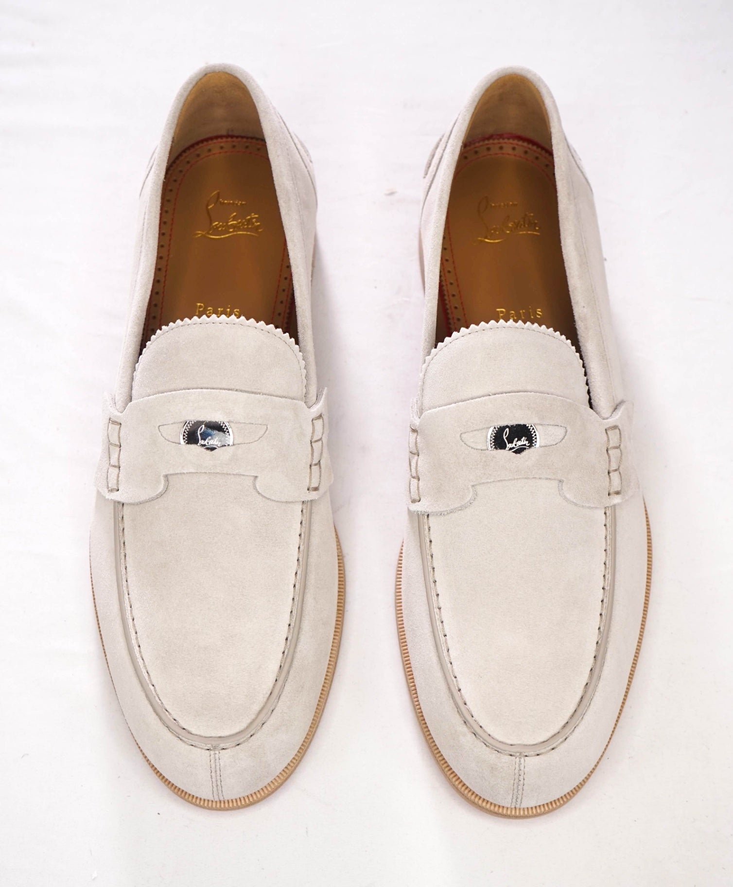 $1,145 CHRISTIAN LOUBOUTIN - Gray Suede *PENNY* Loafers - US 8.5 (EU41.5)
