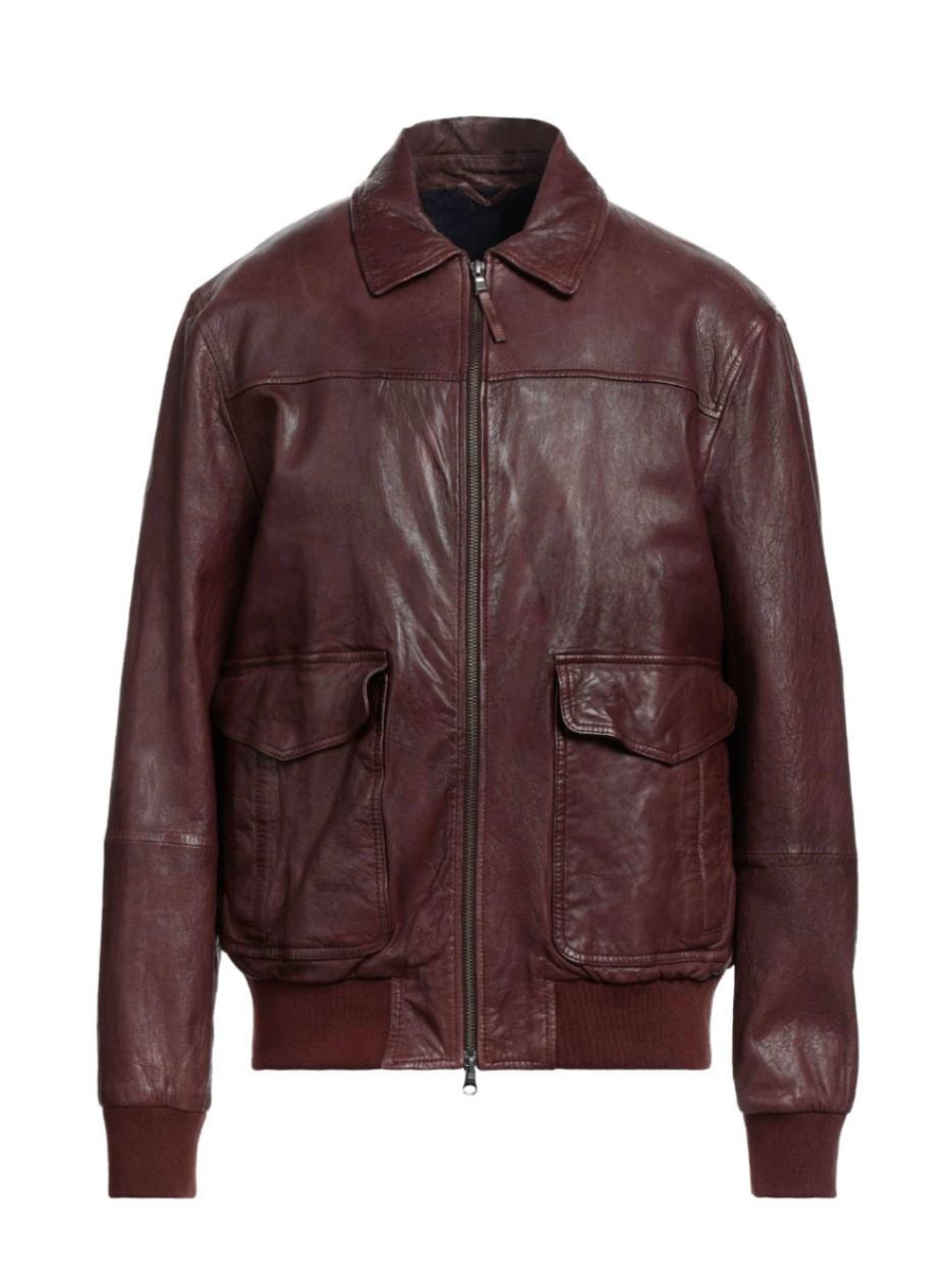 $1,495 ELEVENTY - Distressed LEATHER Aviator/Bomber Jacket - 40US M