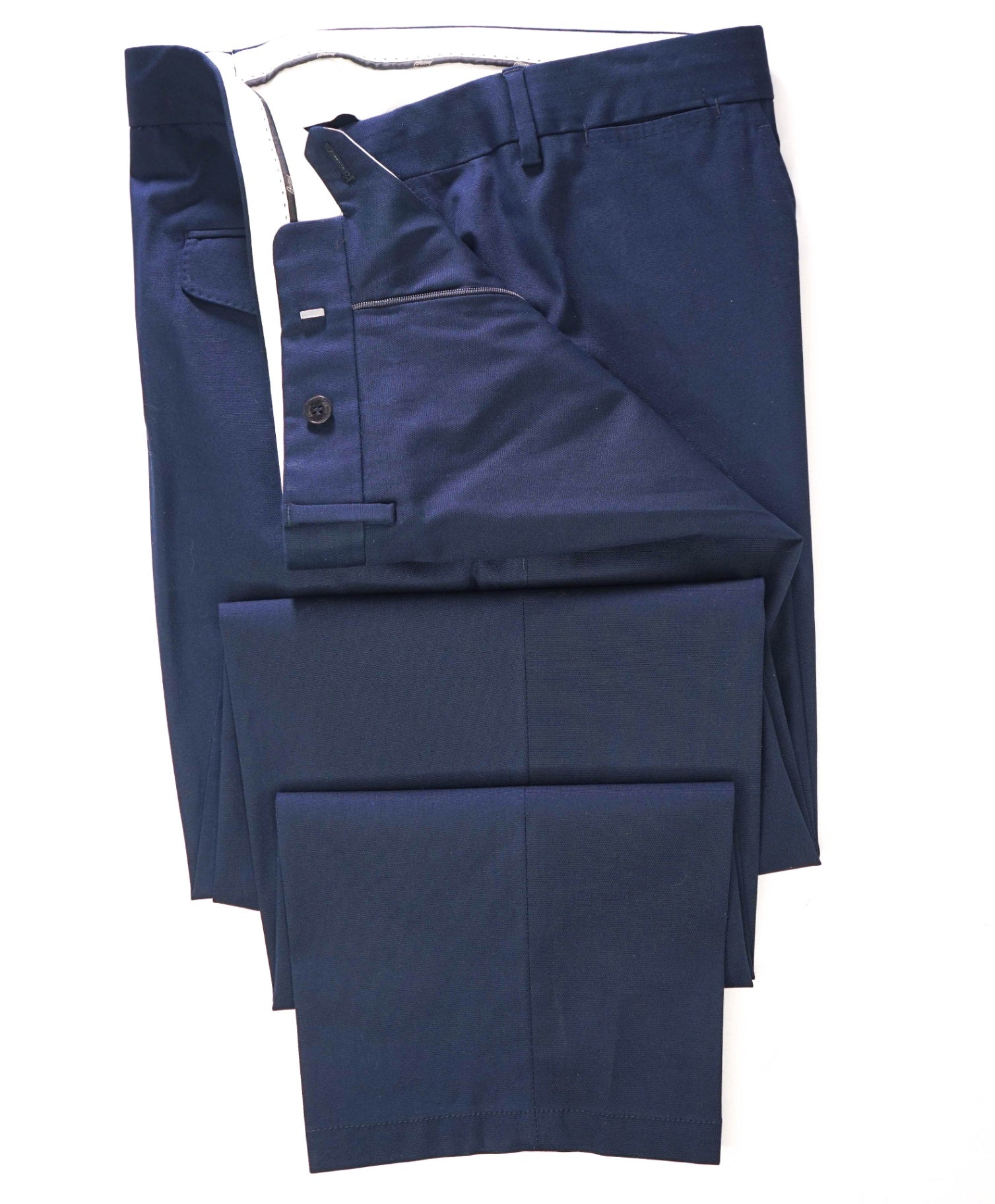 BRIONI - Solid Navy Blue Cotton Chinos -42W