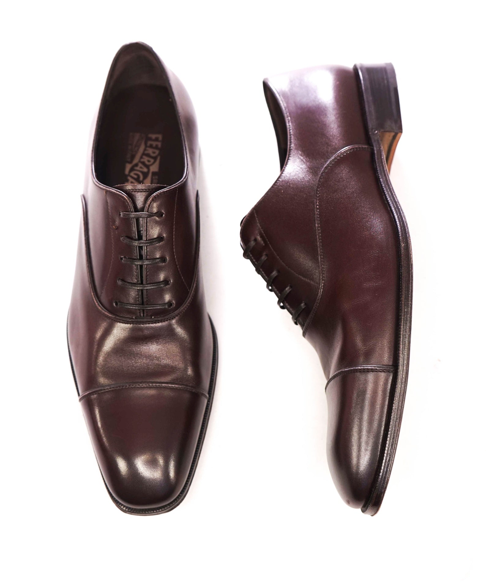 $895 FERRAGAMO - Brown Leather *LUCE* Oxfords - 11.5 D