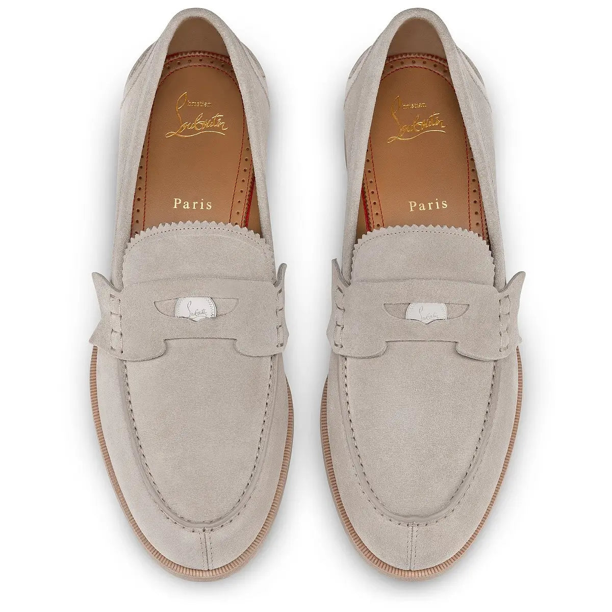$1,145 CHRISTIAN LOUBOUTIN - Gray Suede *PENNY* Loafers - US 8.5 (EU41.5)