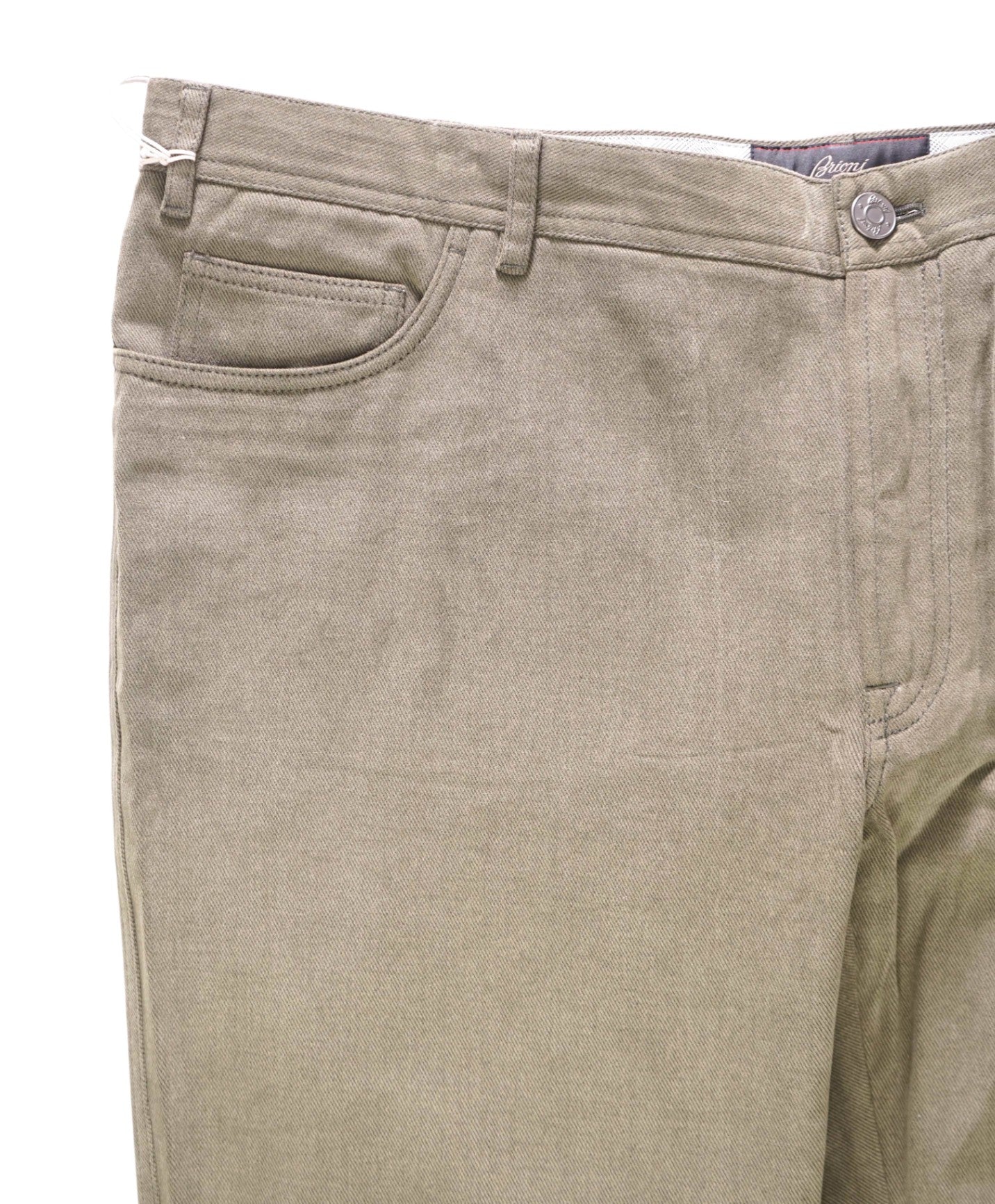 $1,095 BRIONI - Solid Green 5-Pocket Cotton Pants - 44W