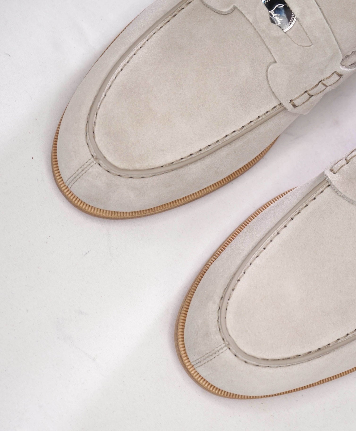 $1,145 CHRISTIAN LOUBOUTIN - Gray Suede *PENNY* Loafers - US 13 (EU46)