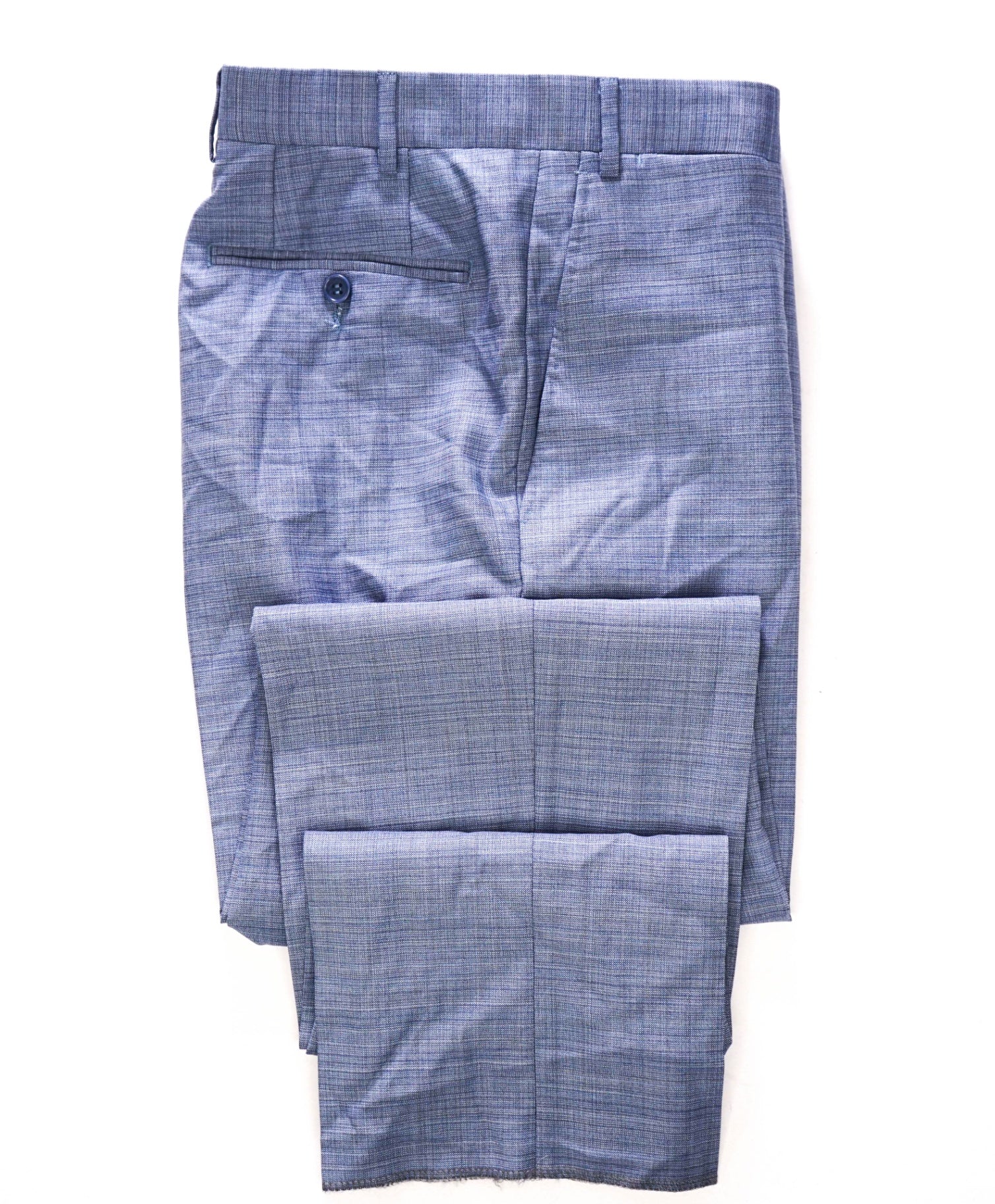 $625 CANALI - Baby Blue Crosshatch Wool Pants - 33W