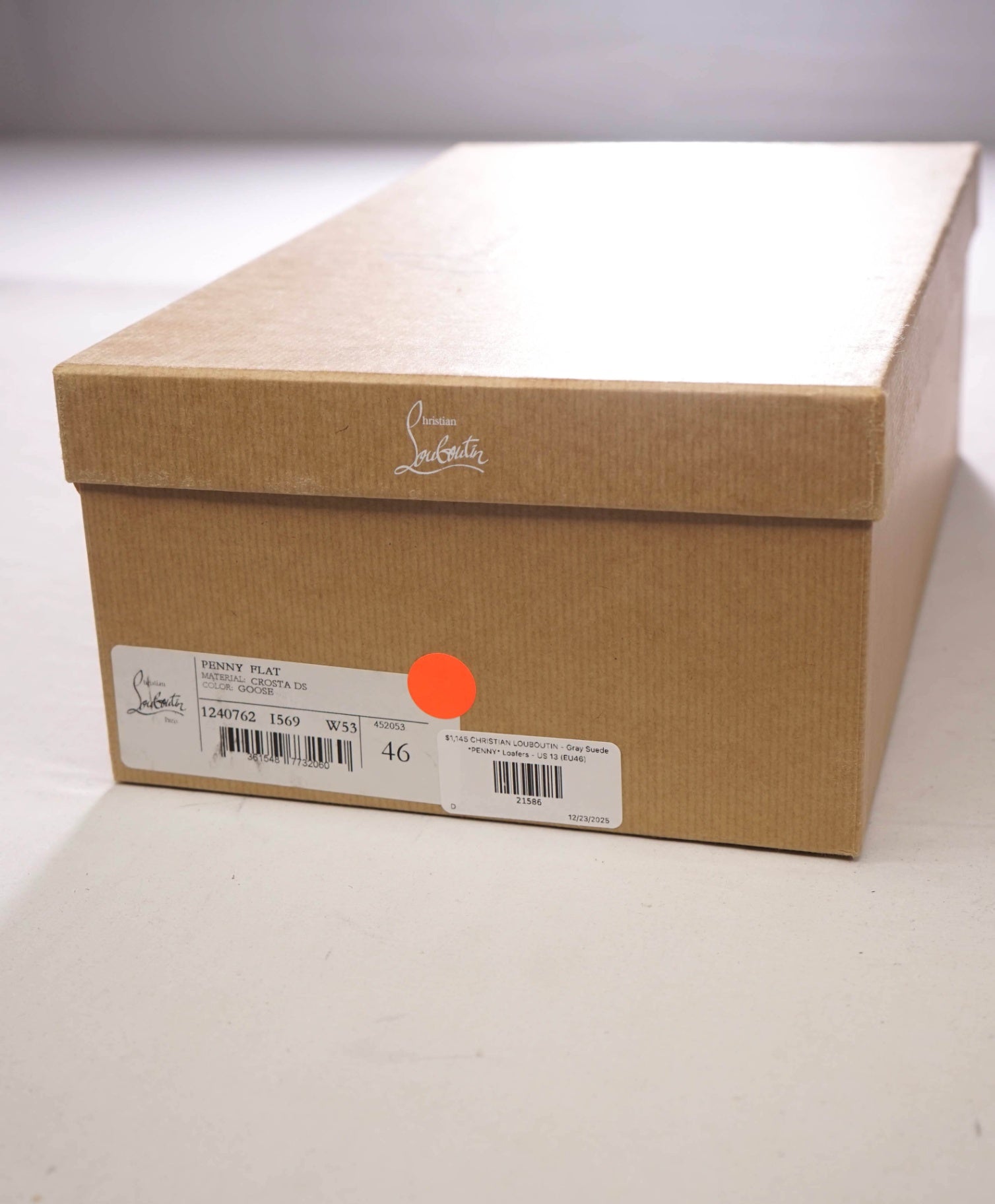 $1,145 CHRISTIAN LOUBOUTIN - Gray Suede *PENNY* Loafers - US 13 (EU46)