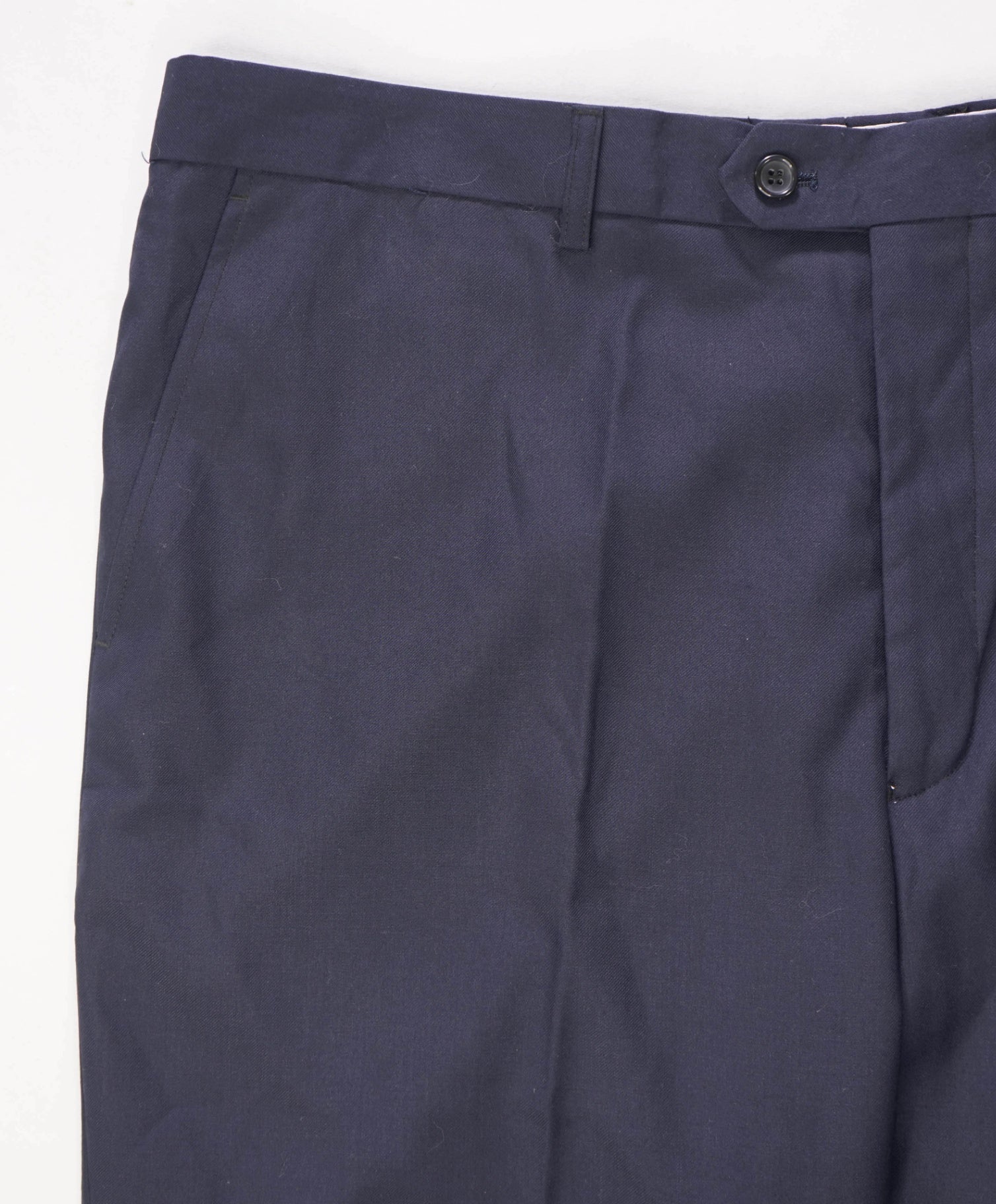 EMPORIO - Solid Navy Blue Flat Front Pants - 38W