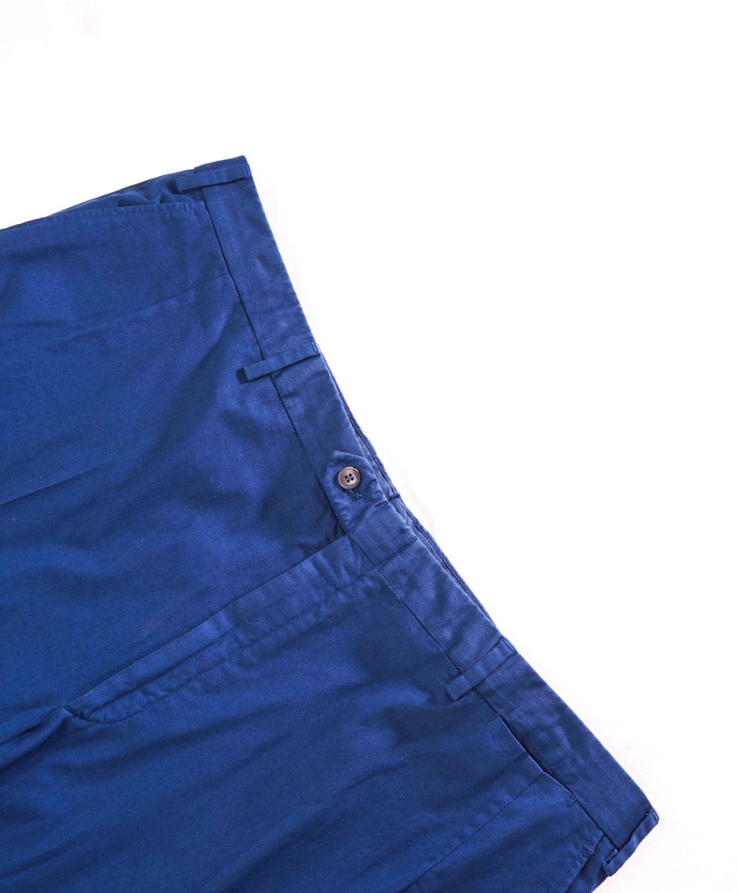 $995 BRIONI - Solid Blue Cotton Flat Front Pants - 42W