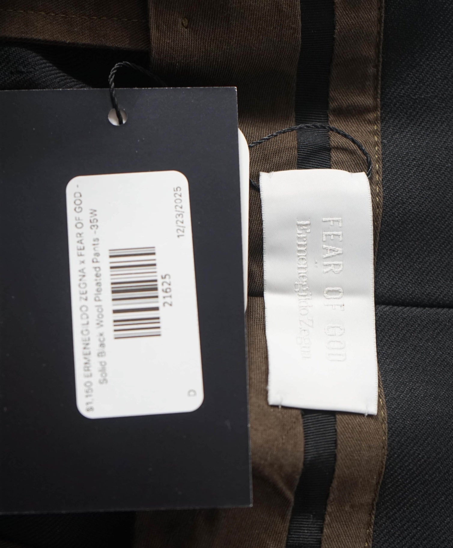 $1,150 ERMENEGILDO ZEGNA x FEAR OF GOD - Black Wool Pants -35W