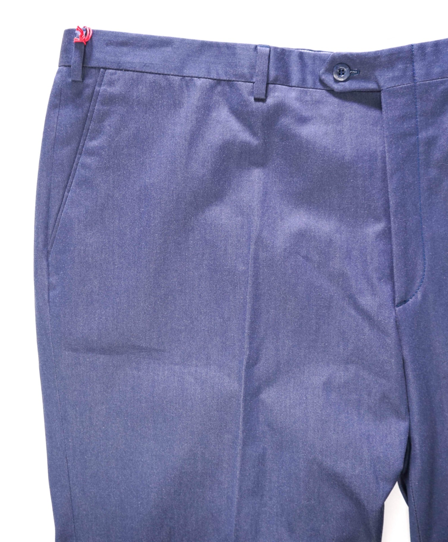 $725 BRIONI - Solid Blue Cotton Flat Front Pants - 44W