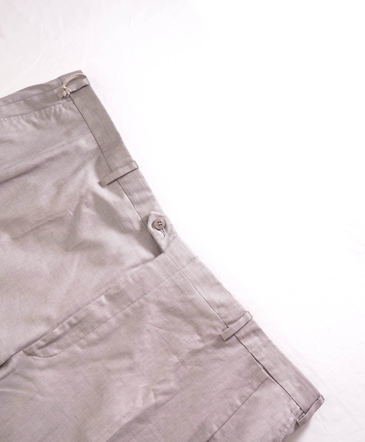 $1,095 BRIONI - Birdseye Gray Cotton Flat Front Pants - 44W