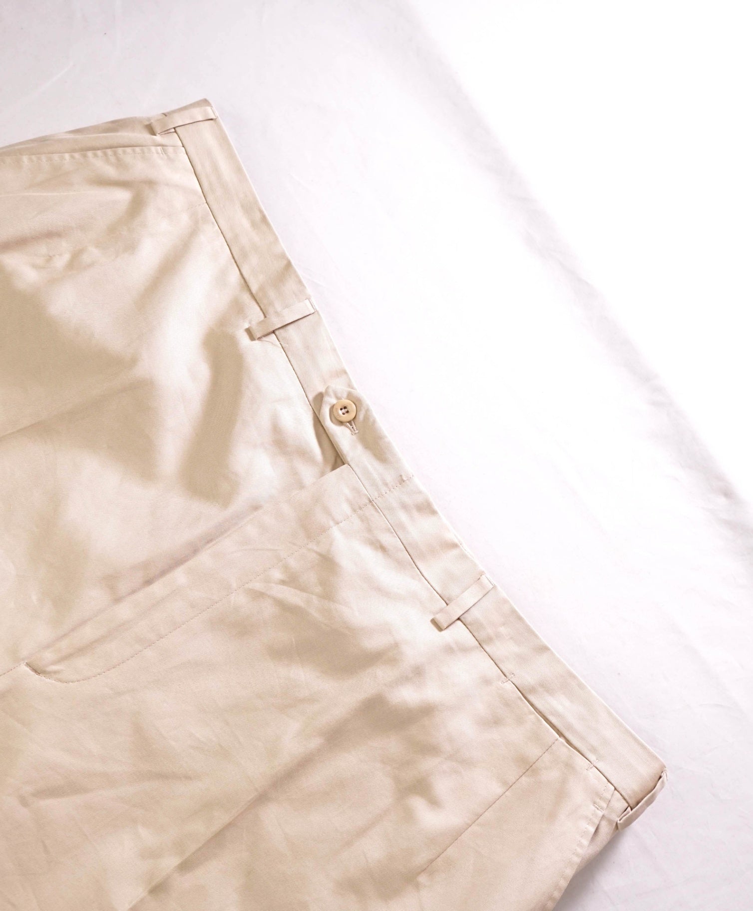 $725 BRIONI - Solid Khaki Cotton Flat Front Pants - 44W