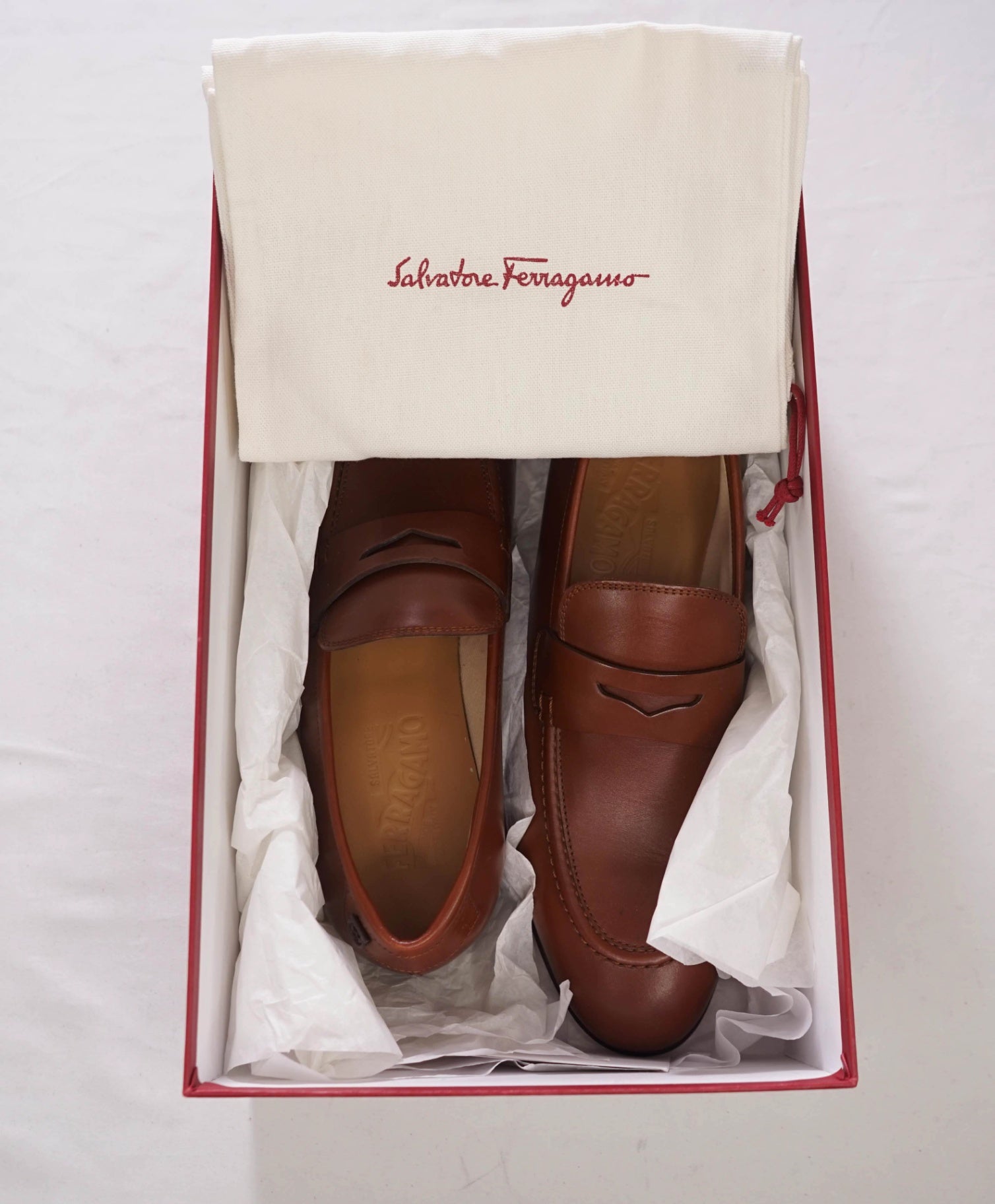 $895 SALVATORE FERRAGAMO - “GOYA" Brown Gancini Loafers - 7 D