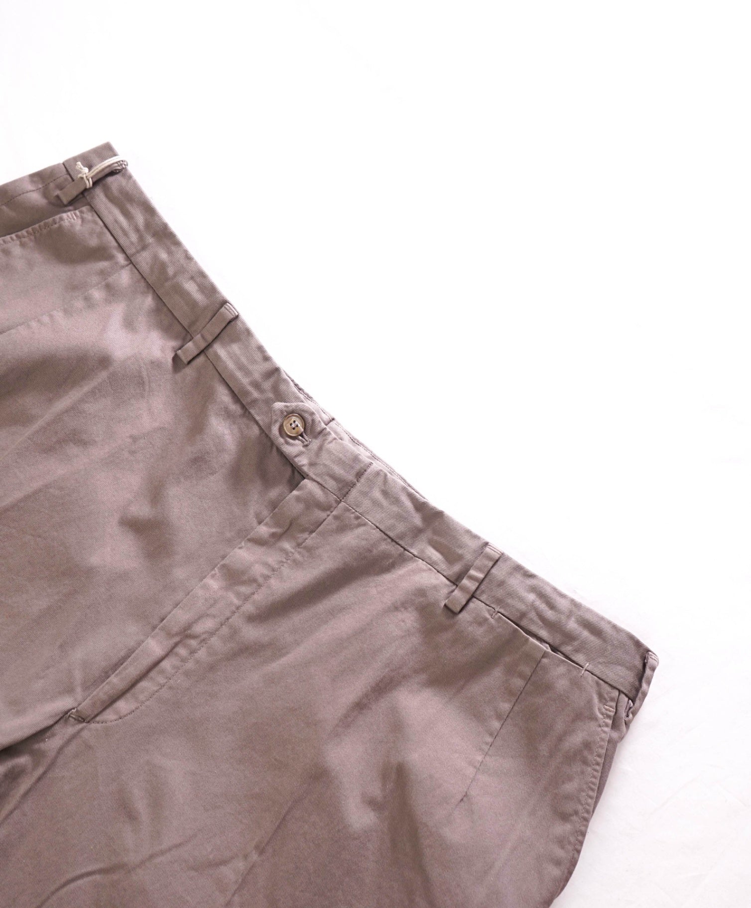 $995 BRIONI - Solid Gray/Brown Cotton Flat Front Pants - 42W