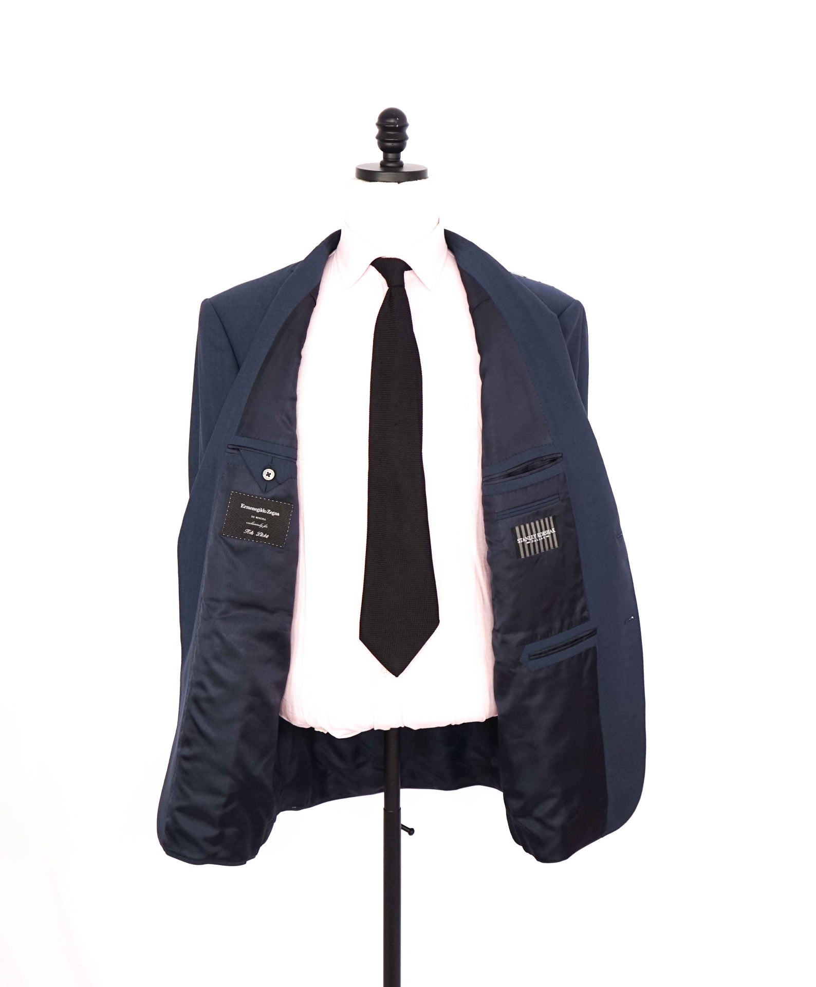 $4,495 ZEGNA - Solid Blue Wool "SU MISURA" Custom Suit - 50R US