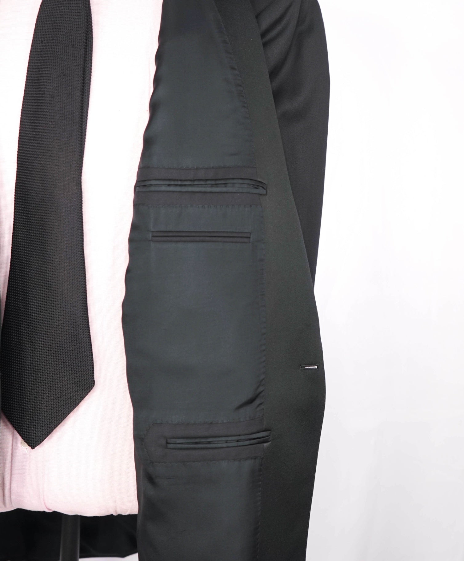 $3,395 ZEGNA - Black "MICRONSPHERE" Wool Peak Lapel Tuxedo - 50R US
