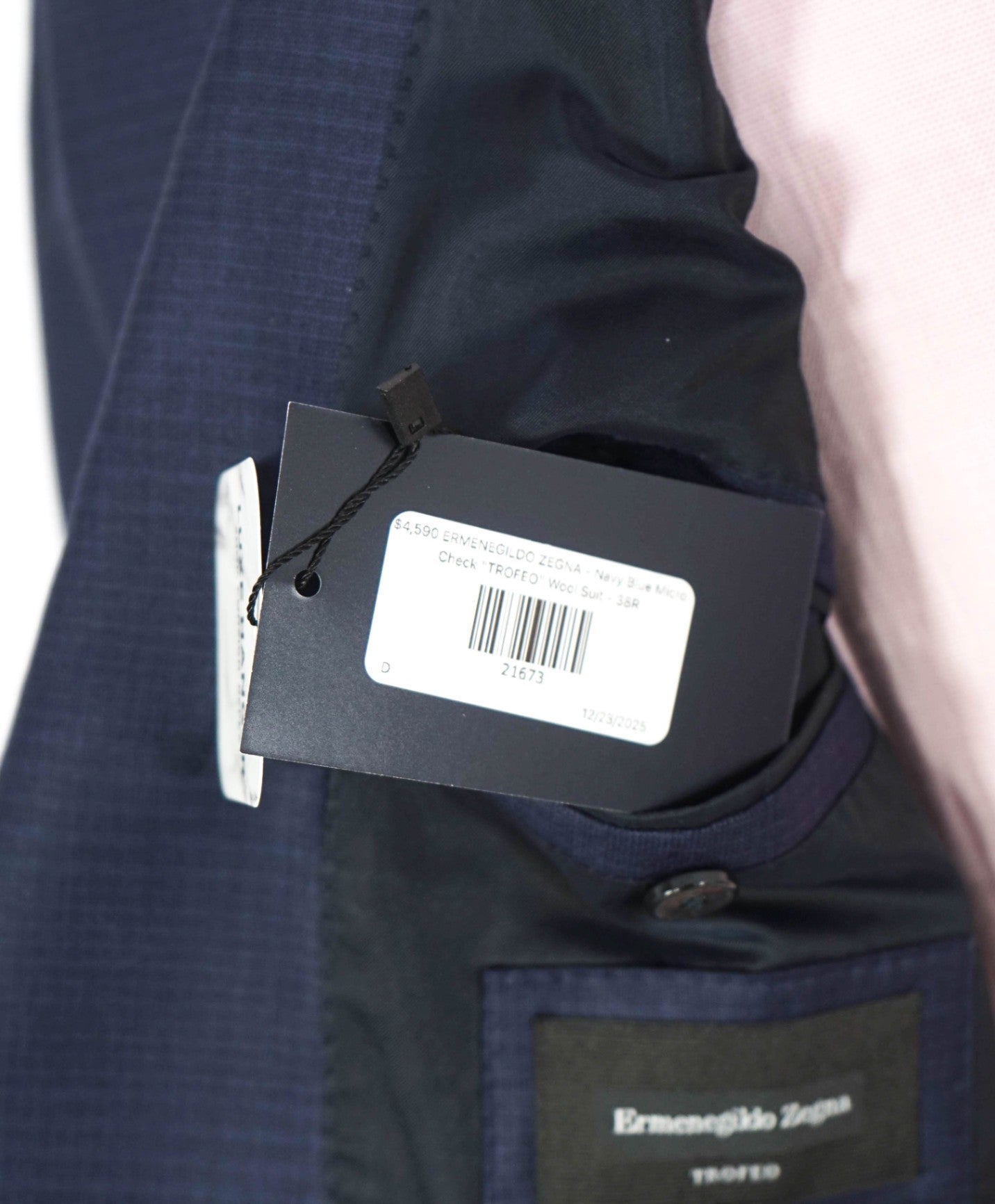 $4,590 ZEGNA - Blue Subtle Check "TROFEO" Wool Suit - 38R US