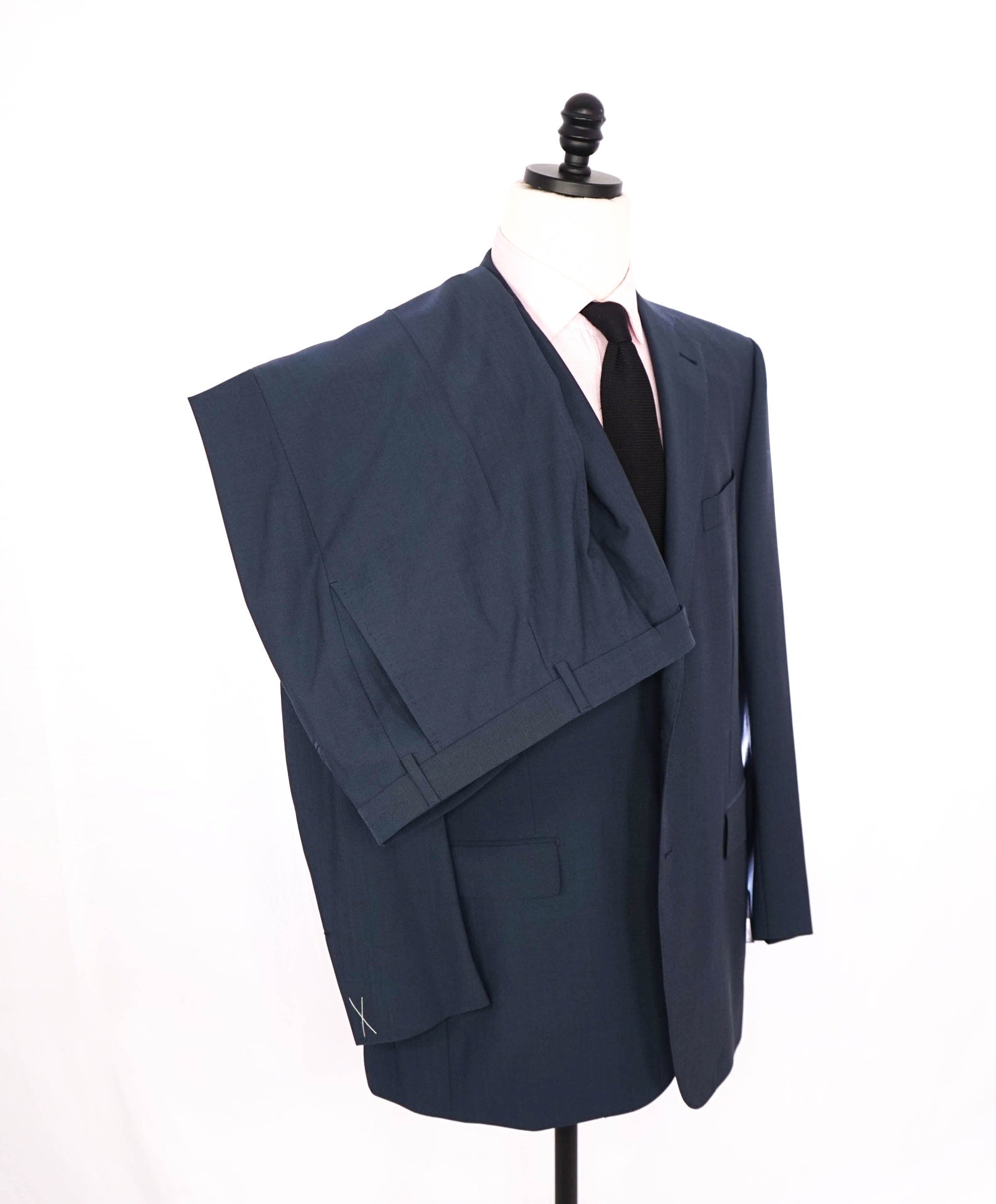 $4,495 ZEGNA - Solid Blue Wool "SU MISURA" Custom Suit - 50R US