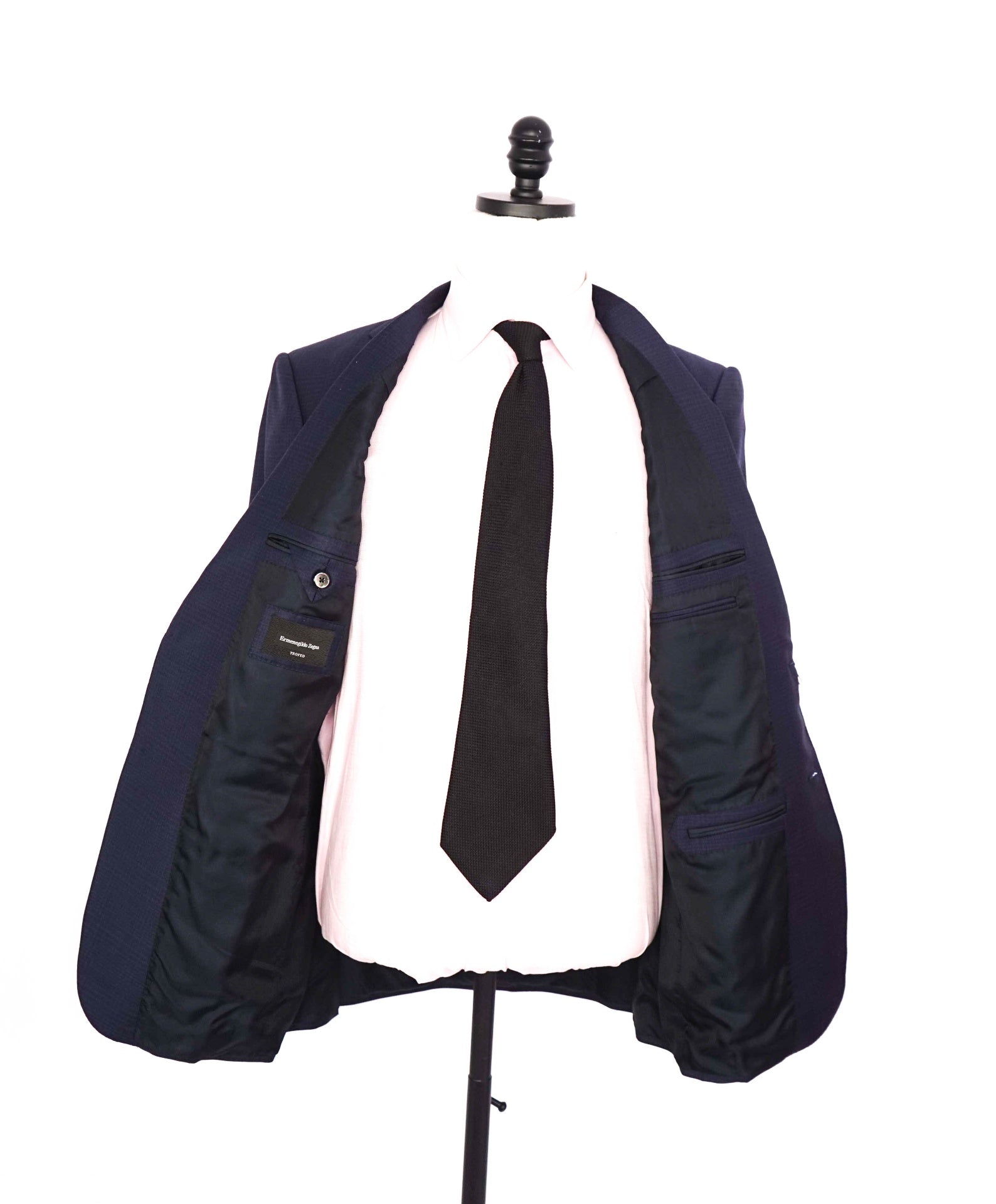 $4,590 ZEGNA - Blue Subtle Check "TROFEO" Wool Suit - 38R US