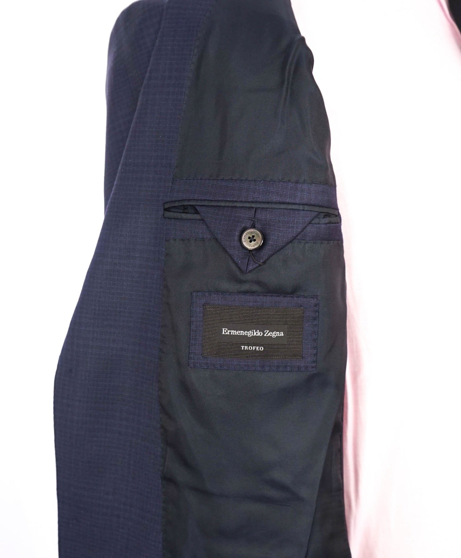$4,590 ZEGNA - Blue Subtle Check "TROFEO" Wool Suit - 38R US