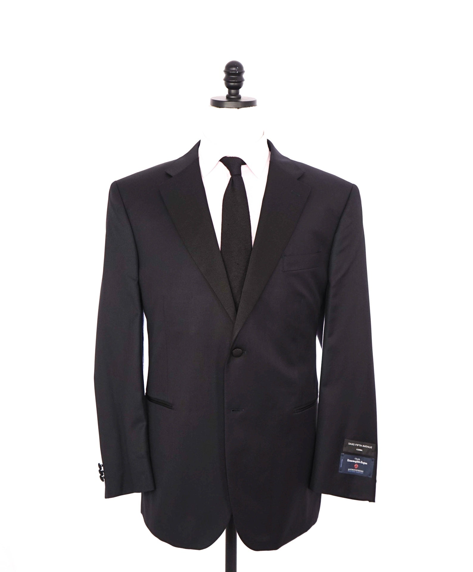 $1,295 ZEGNA For SAKS 5TH AVE - Black Wool Classic Tuxedo - 46R