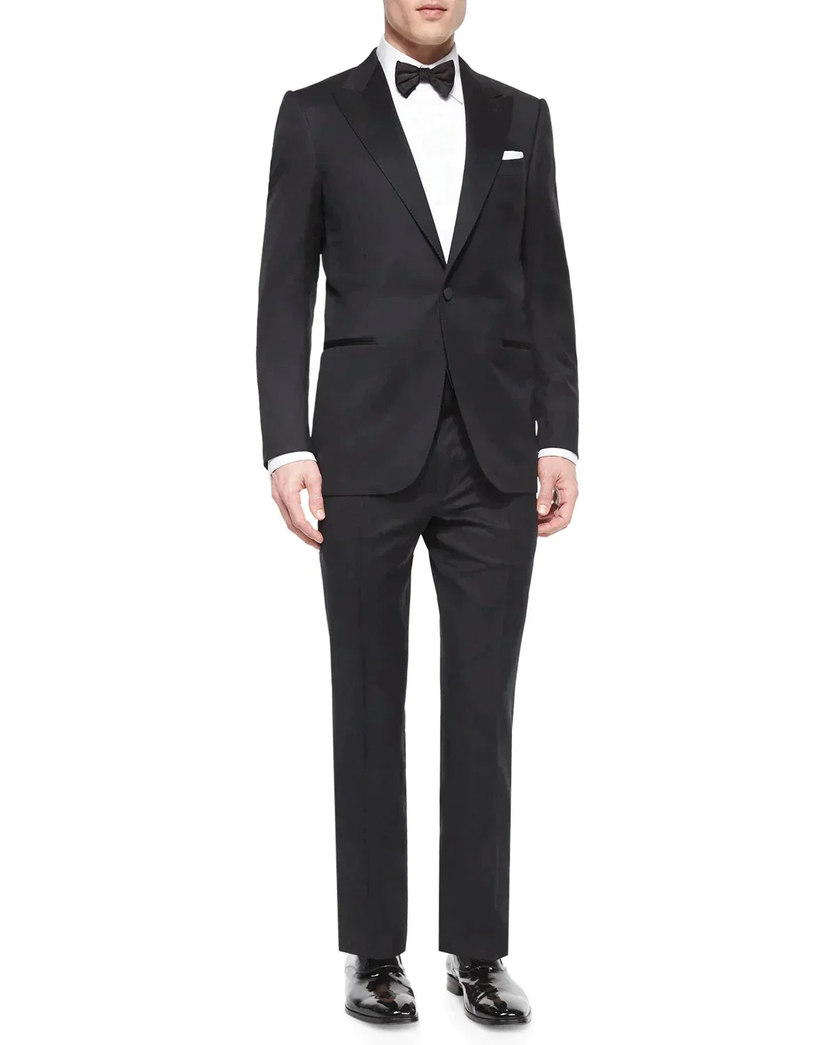 $3,395 ZEGNA - Black "MICRONSPHERE" Wool Peak Lapel Tuxedo - 50R US